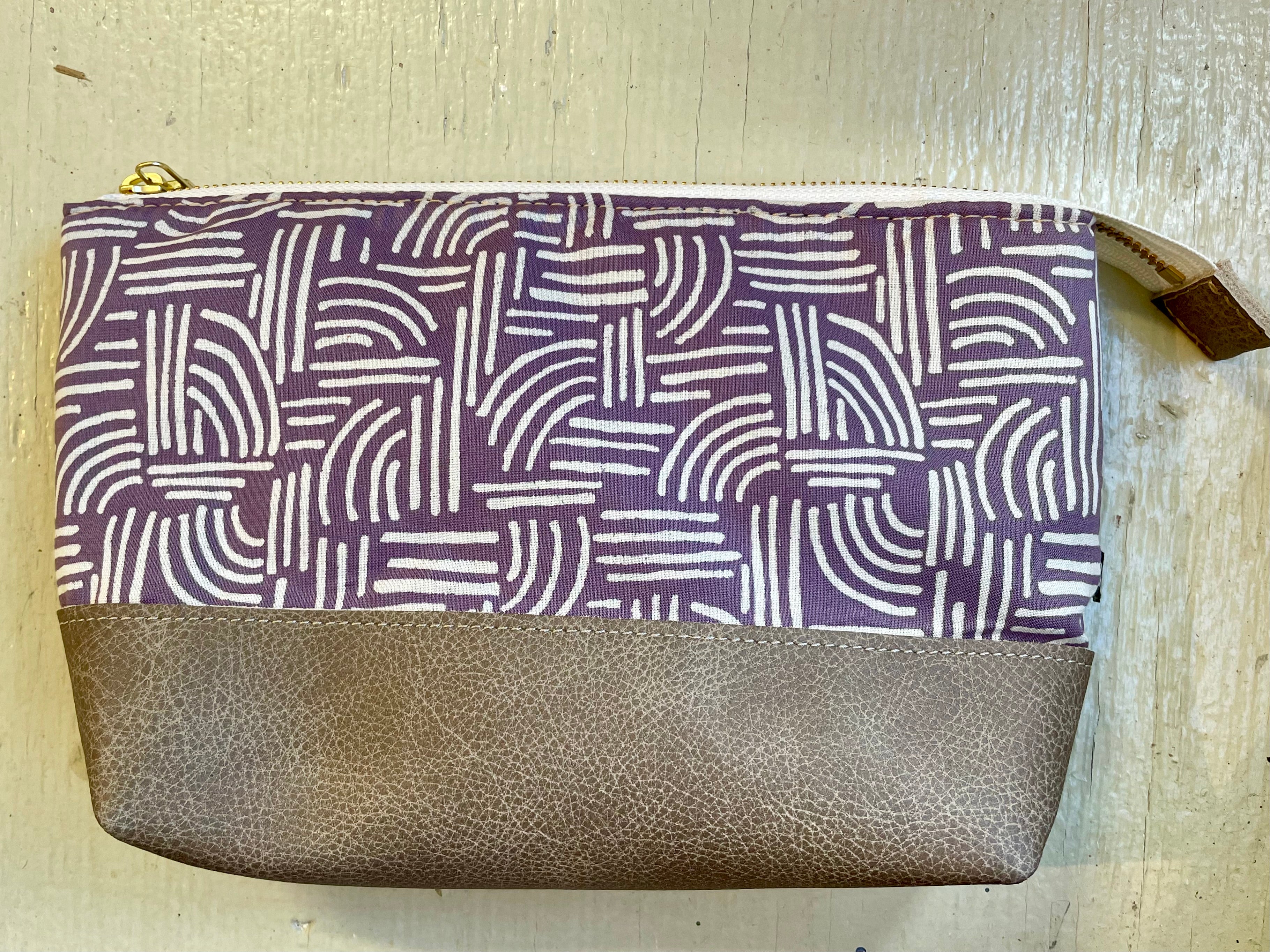 La Trousse - Retailles de tissu et cuir recyclé / Vannerie Lilas KAZAK