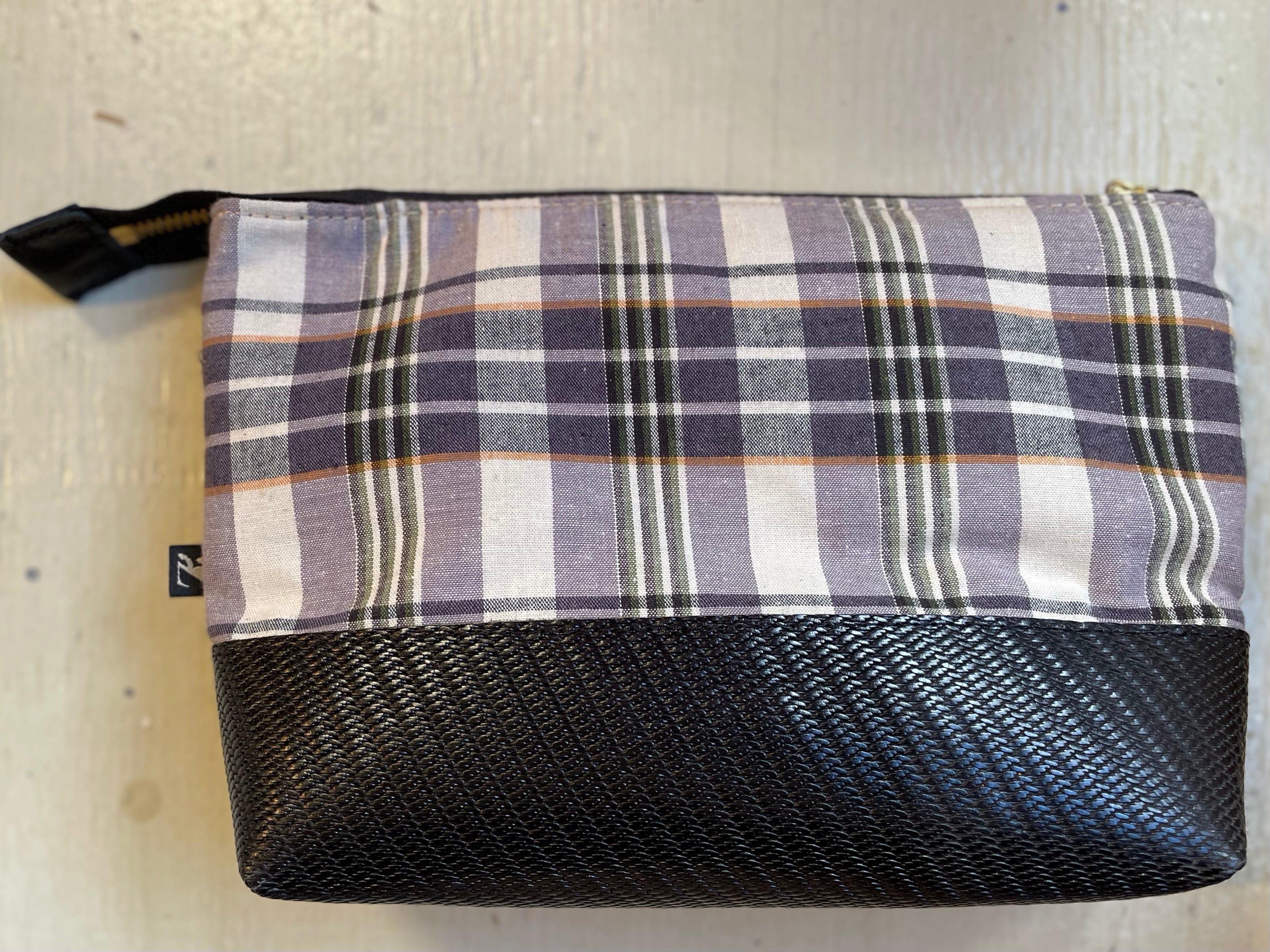 La Trousse - Retailles de tissu et cuir recyclé / Carreaux japonais - KAZAK -