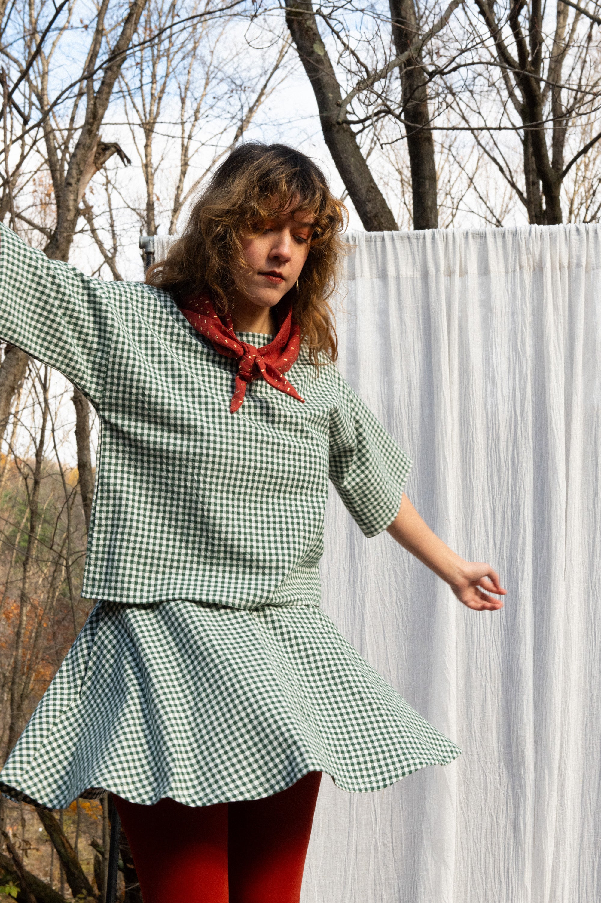 Top Abélia - Vichy forêt 100 % coton biologique