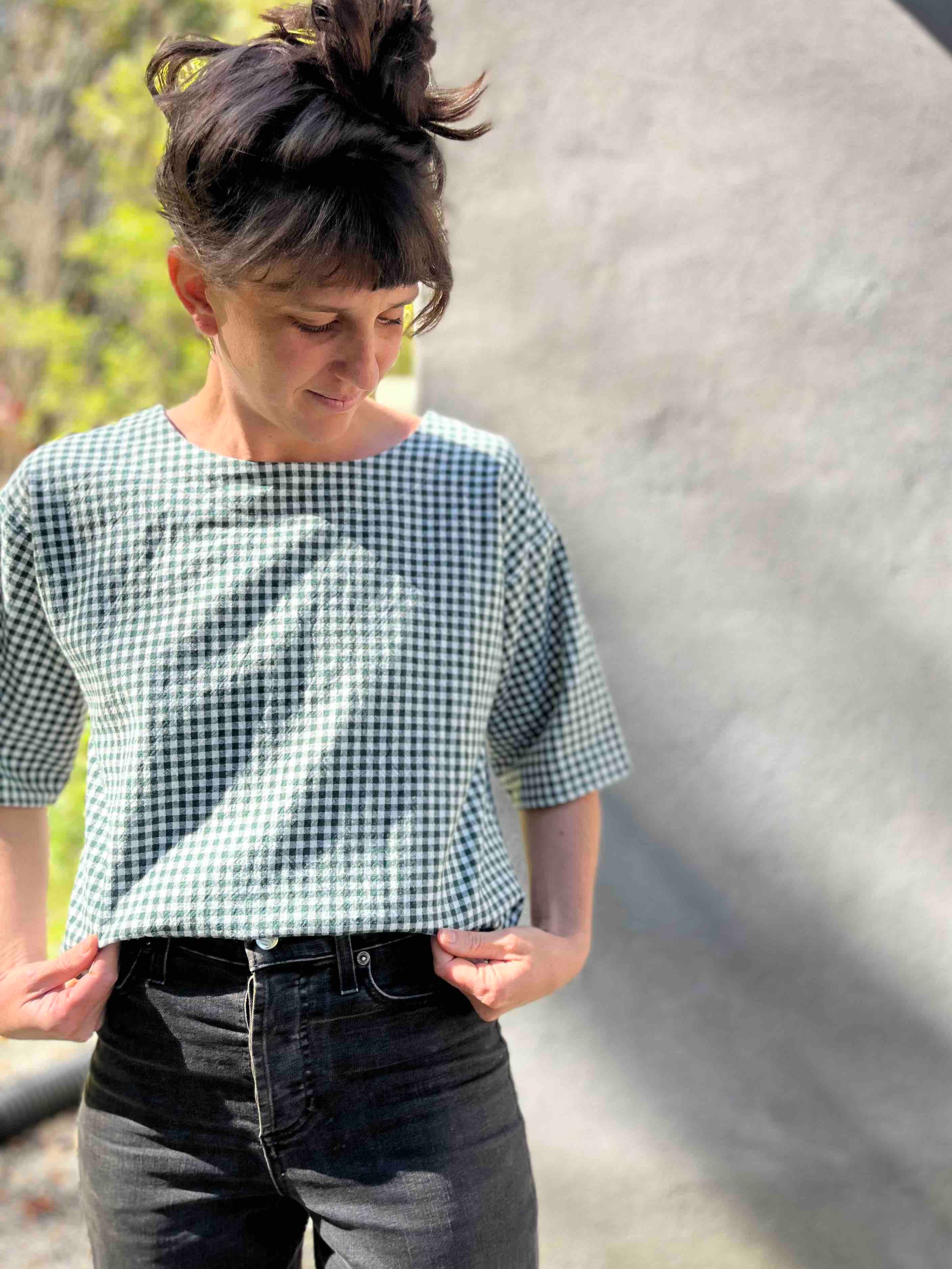 Top Abélia - Vichy forêt 100 % coton biologique