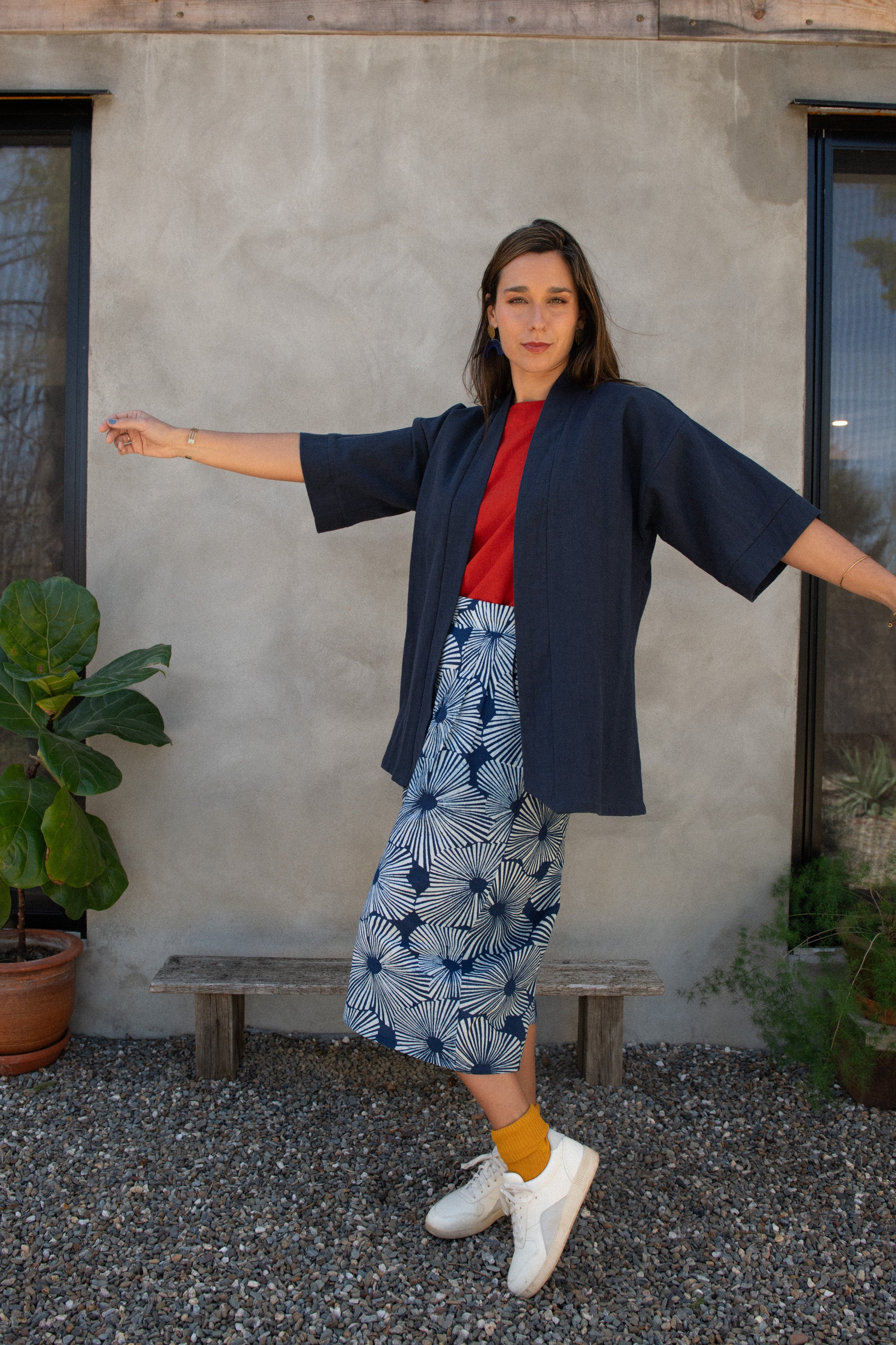 Pantalon Bégonia Fleurs indigo Coton