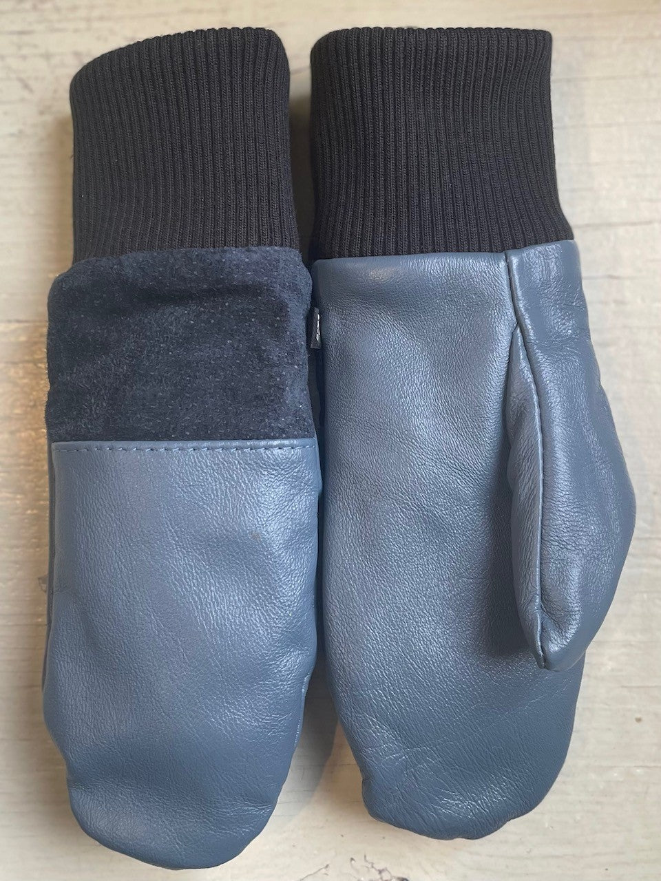 Mitaines Lhasa Bleuet / cuir et suède recyclés - KAZAK -