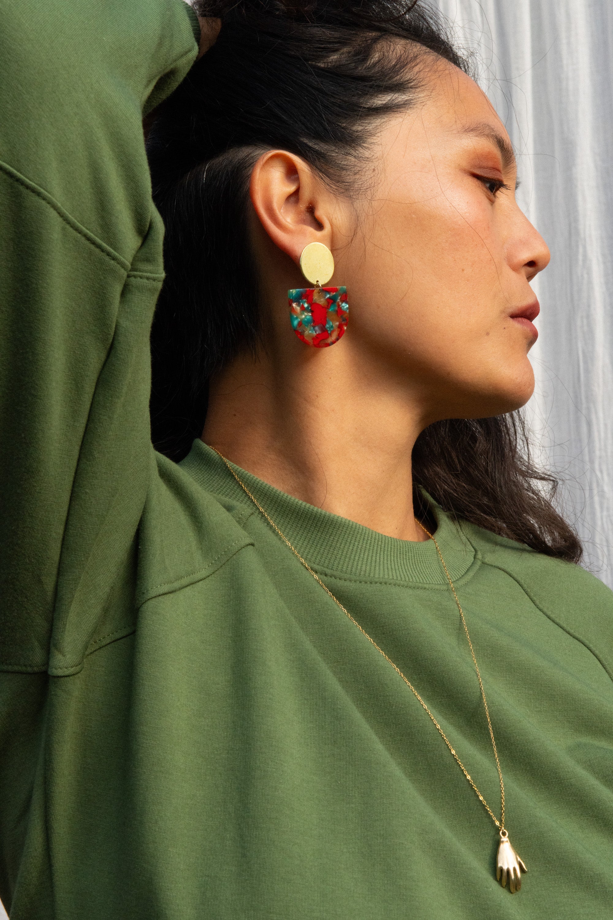 Crewneck MARILOU OLIVE-bambou et coton OEKOTEX