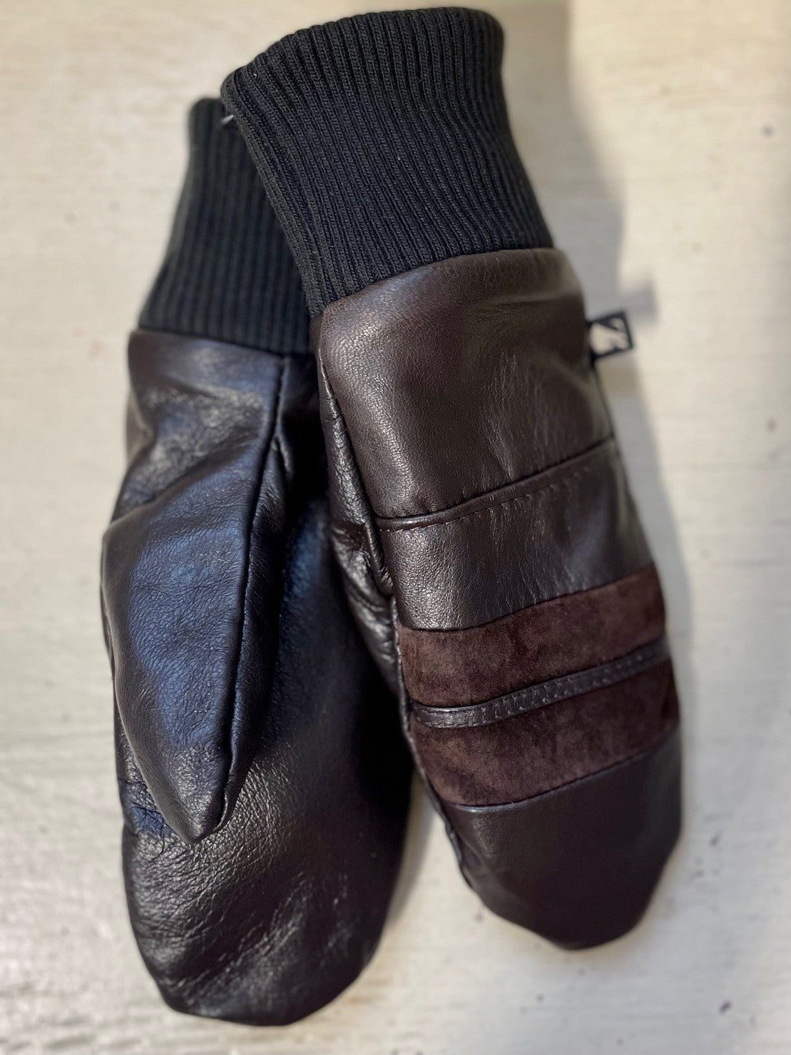 Mitaines Lhasa - Brown patch / cuir et suède recyclés - KAZAK