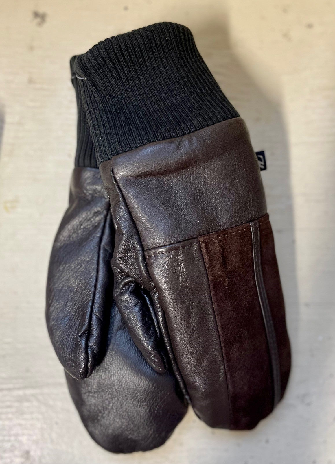 Mitaines Lhasa - Brown patch / cuir et suède recyclés - KAZAK