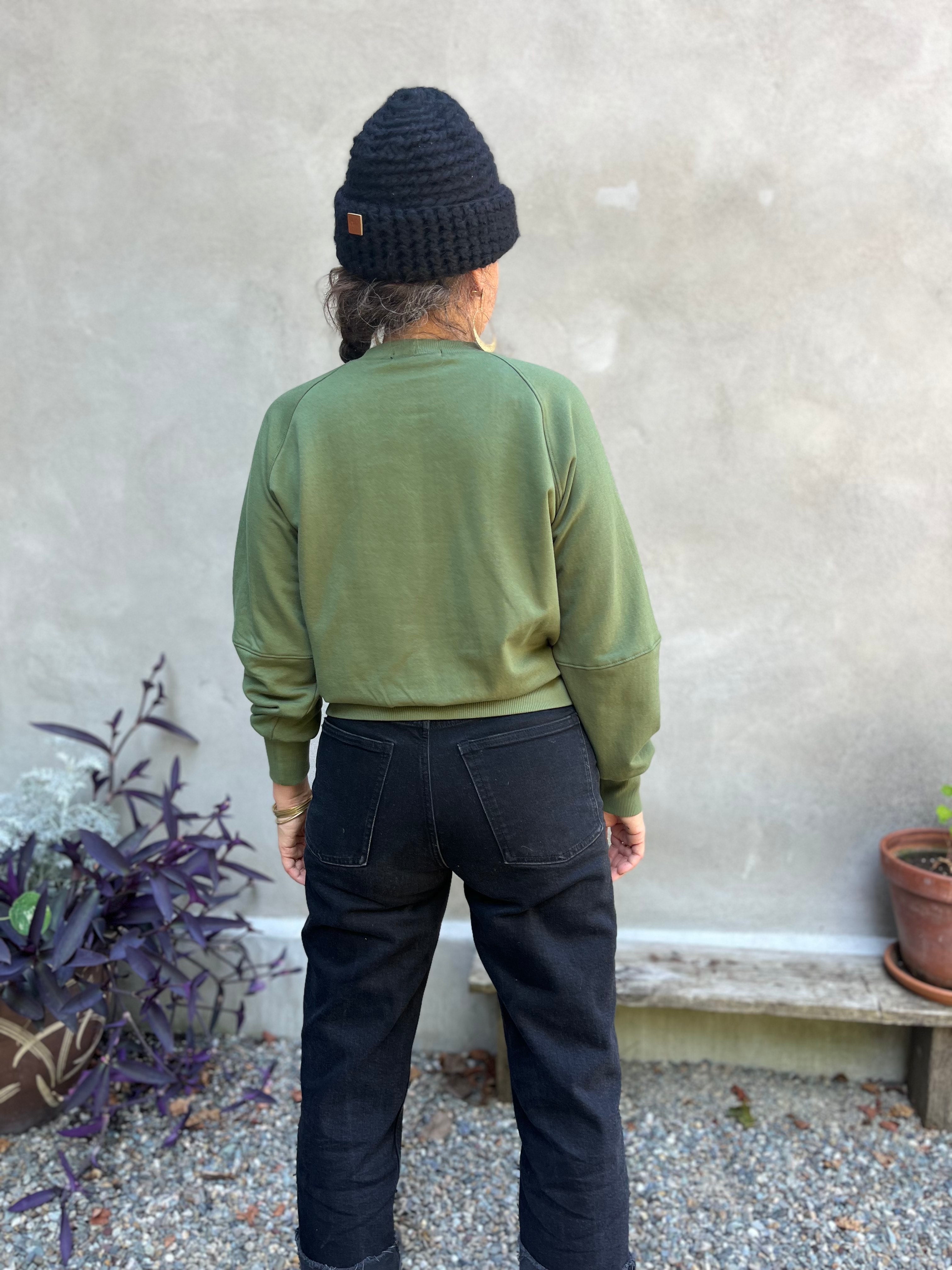 Crewneck MARILOU OLIVE-bambou et coton OEKOTEX