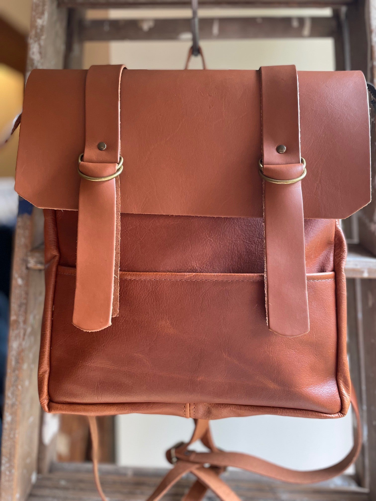 Petit sac à dos Vinh - Caramel - mélange cuir recyclé et tannage végétal - KAZAK -