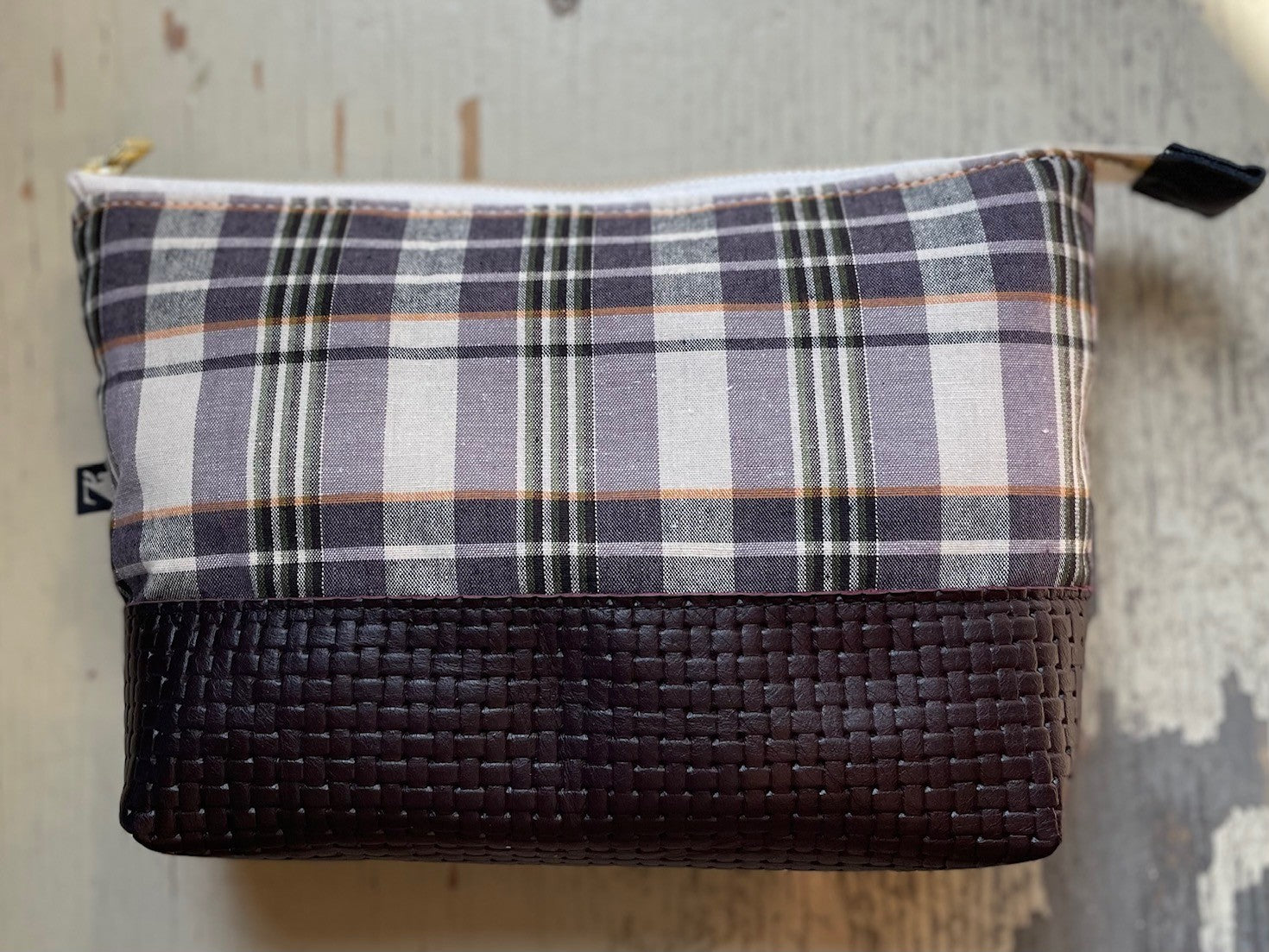 La Trousse - Retailles de tissu et cuir recyclé / Carreaux japonais - KAZAK -