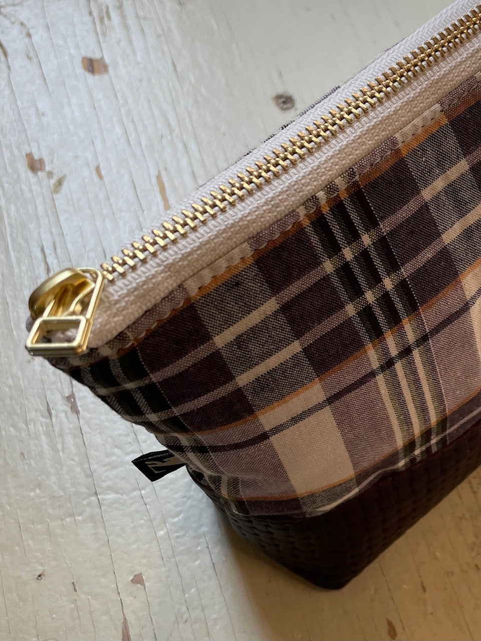 La Trousse - Retailles de tissu et cuir recyclé / Carreaux japonais - KAZAK -