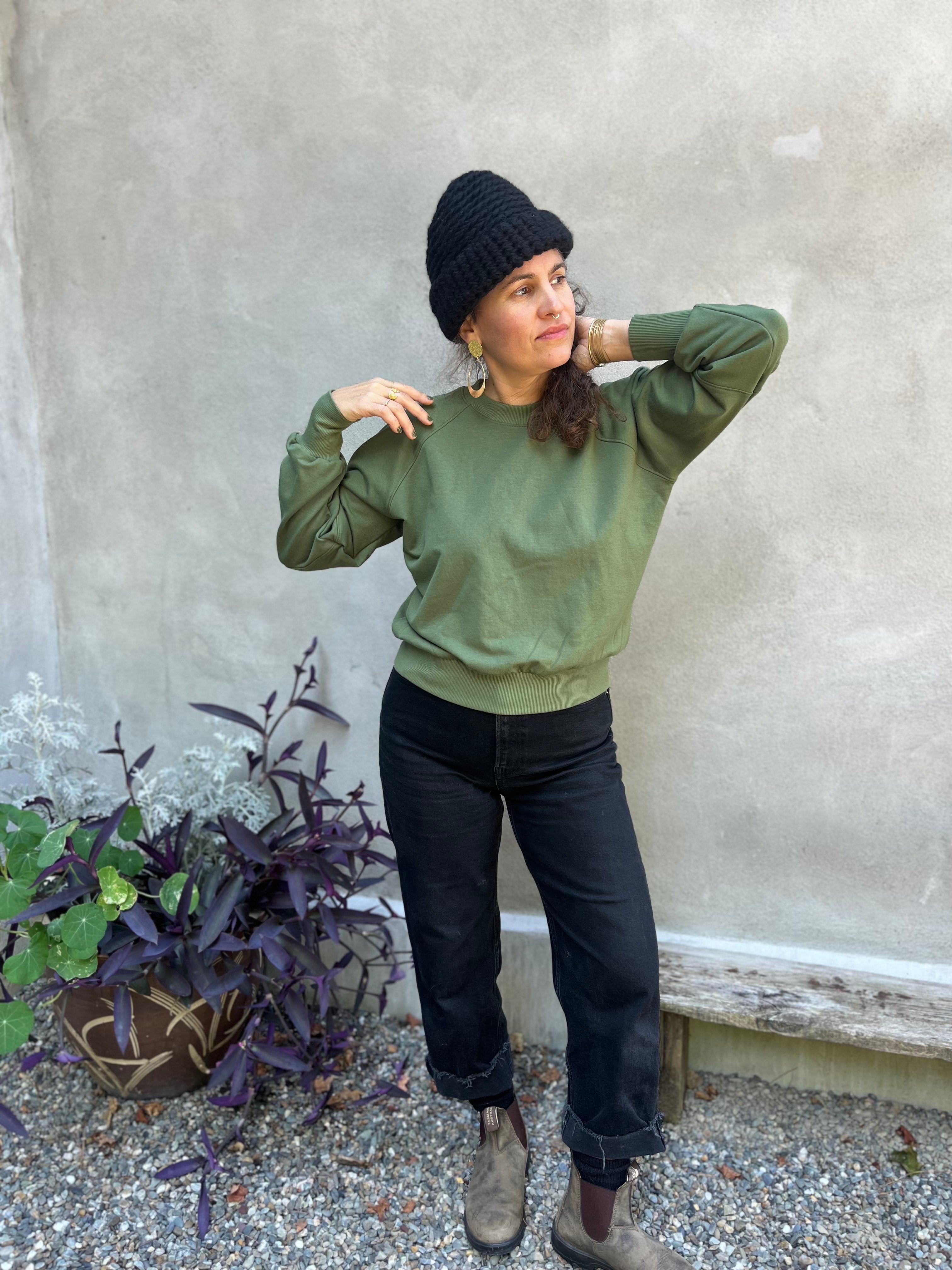 Crewneck MARILOU OLIVE-bambou et coton OEKOTEX
