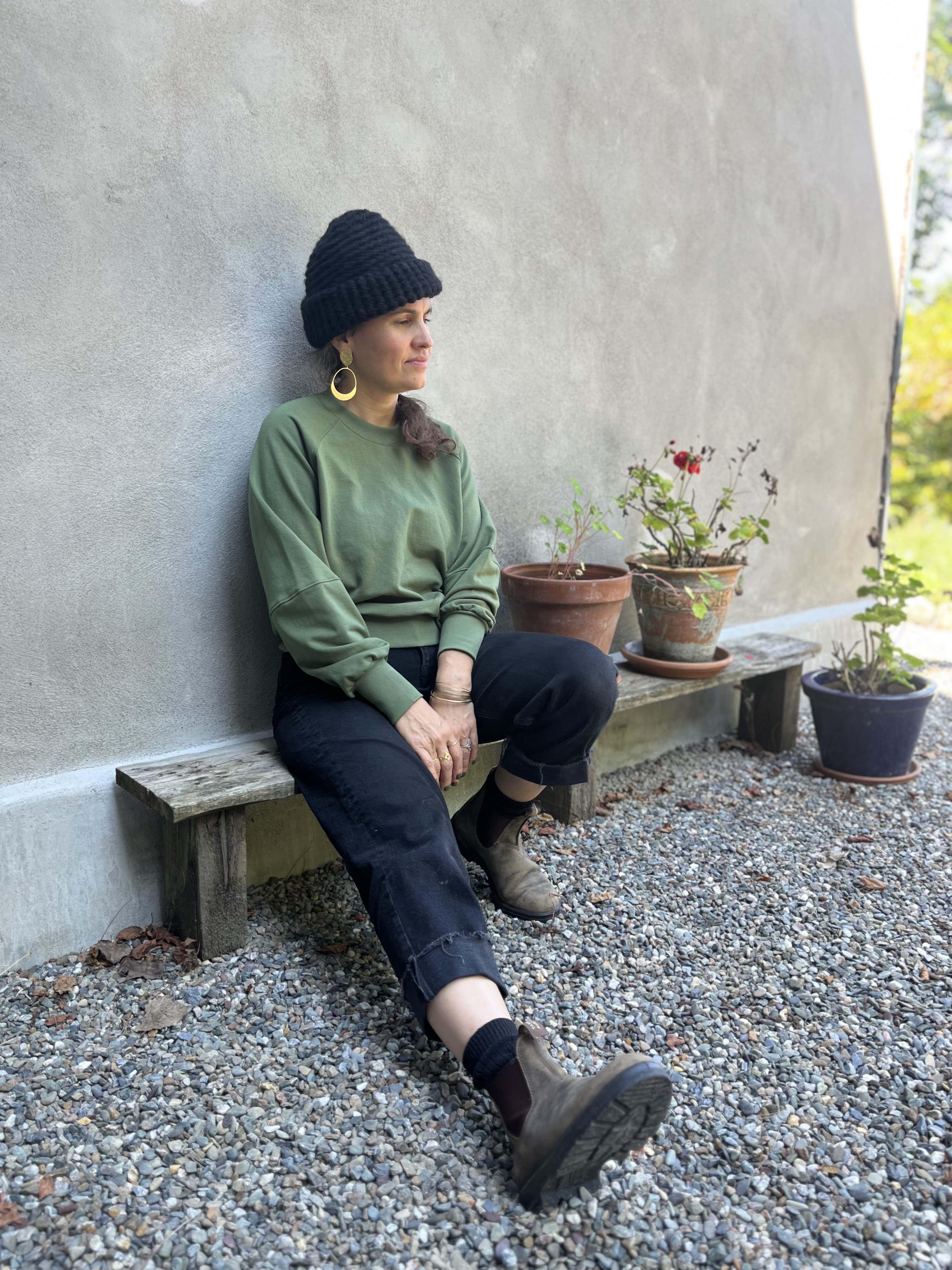 Crewneck MARILOU OLIVE-bambou et coton OEKOTEX