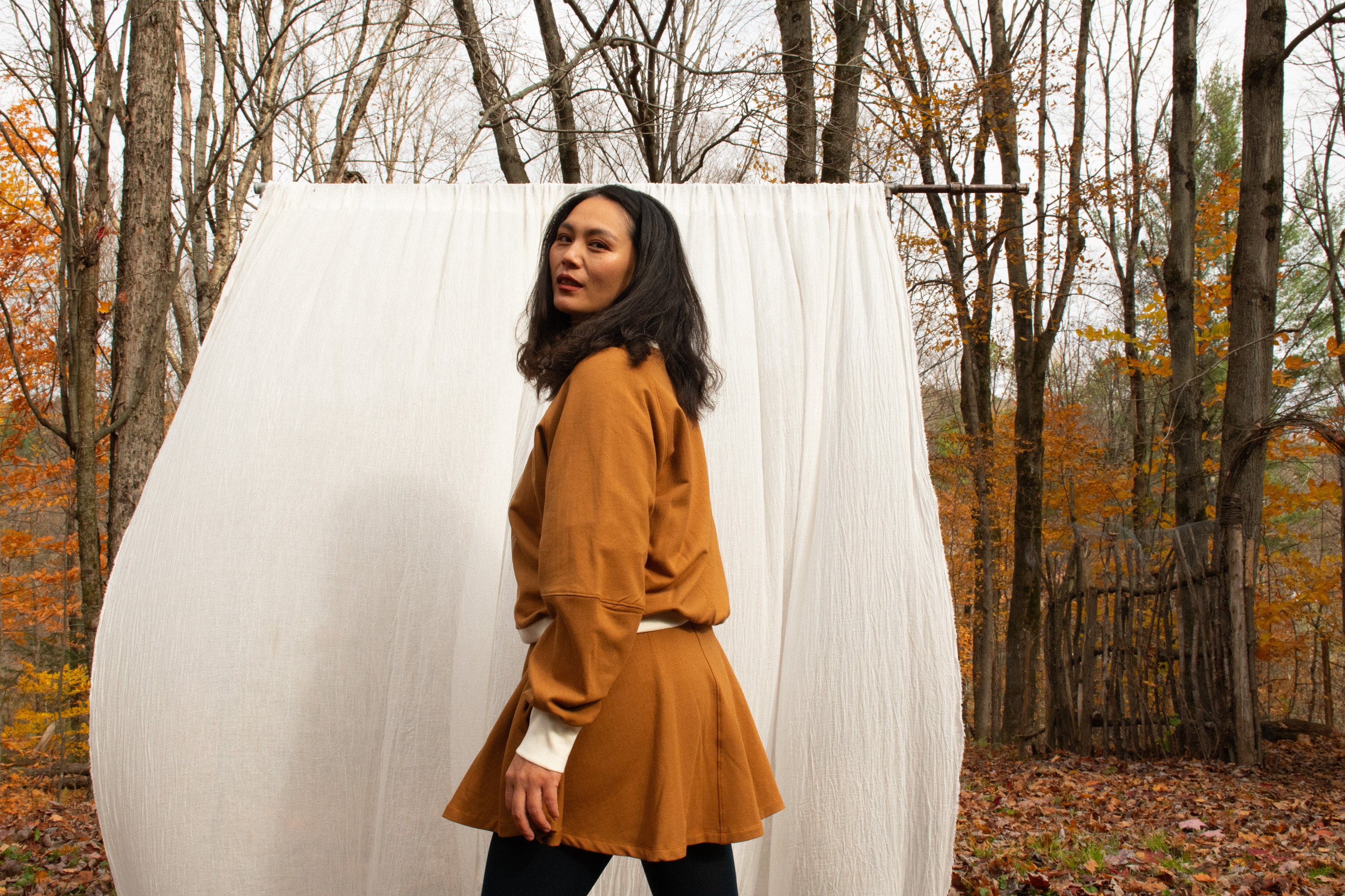 Crewneck MARILOU fleurs d'automne Teck-bambou et coton OEKOTEX