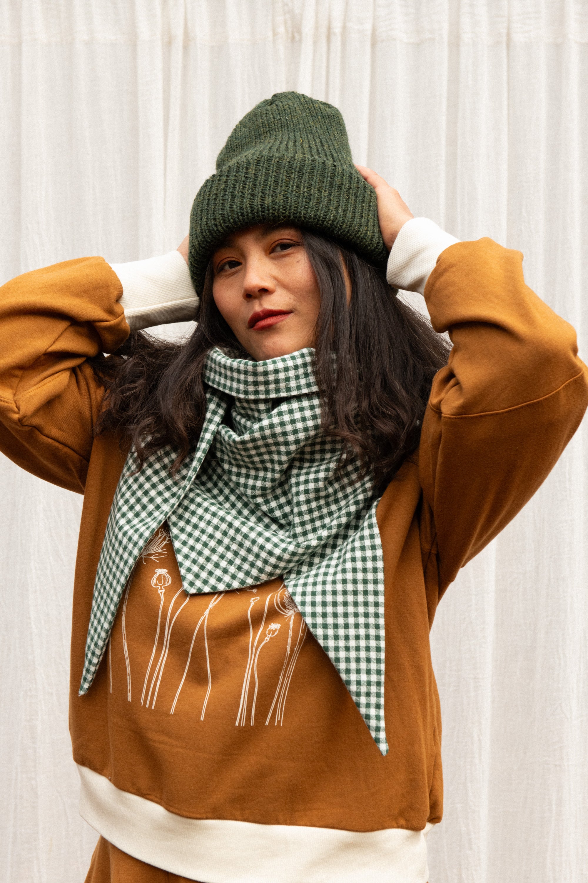 Crewneck MARILOU fleurs d'automne Teck-bambou et coton OEKOTEX