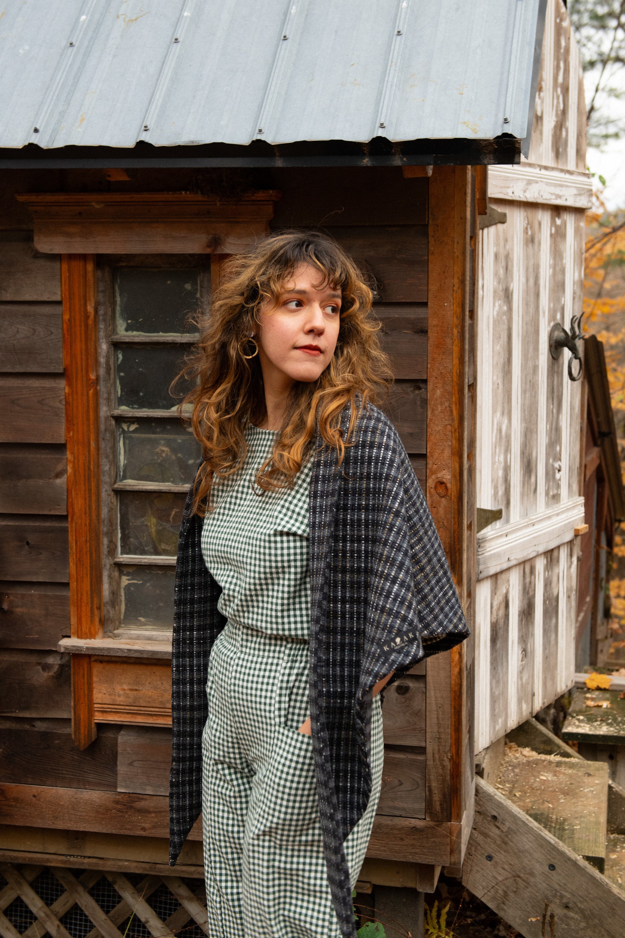 Foulard triangle tissage gris