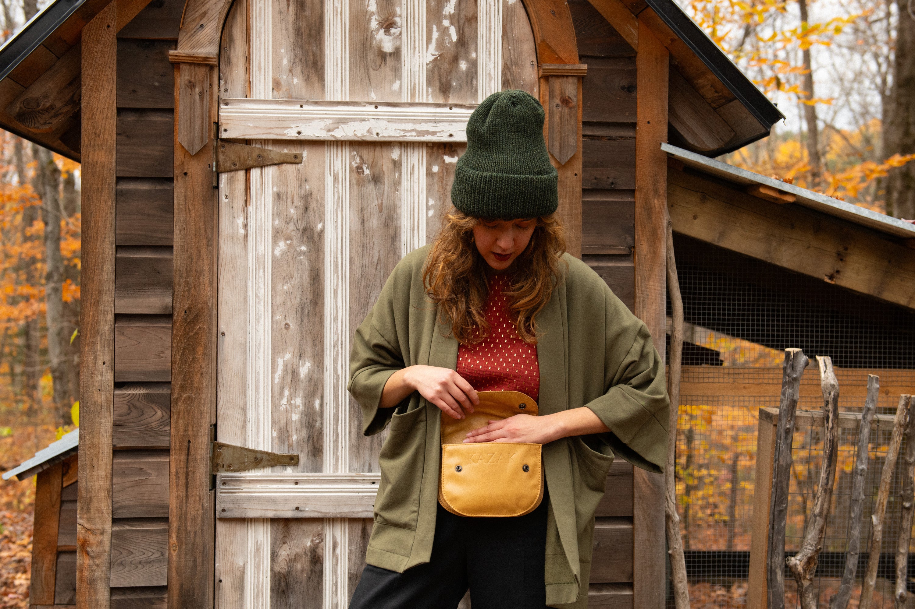 Veste Kimono CYDONIA KAKI -bambou & coton OEKOTEX