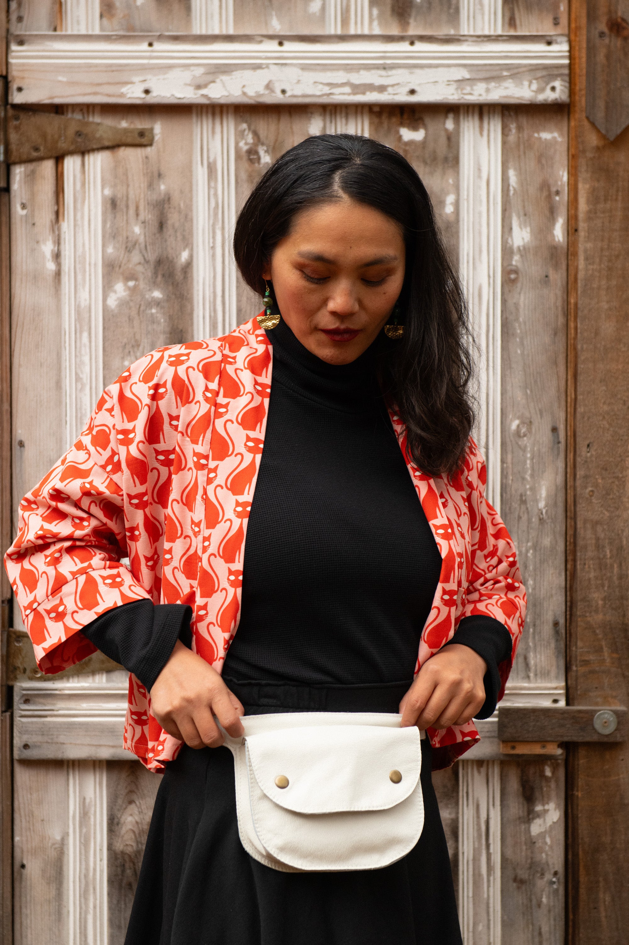 Veste Magnolia- CHATS ROSES -corduroy fin biologique