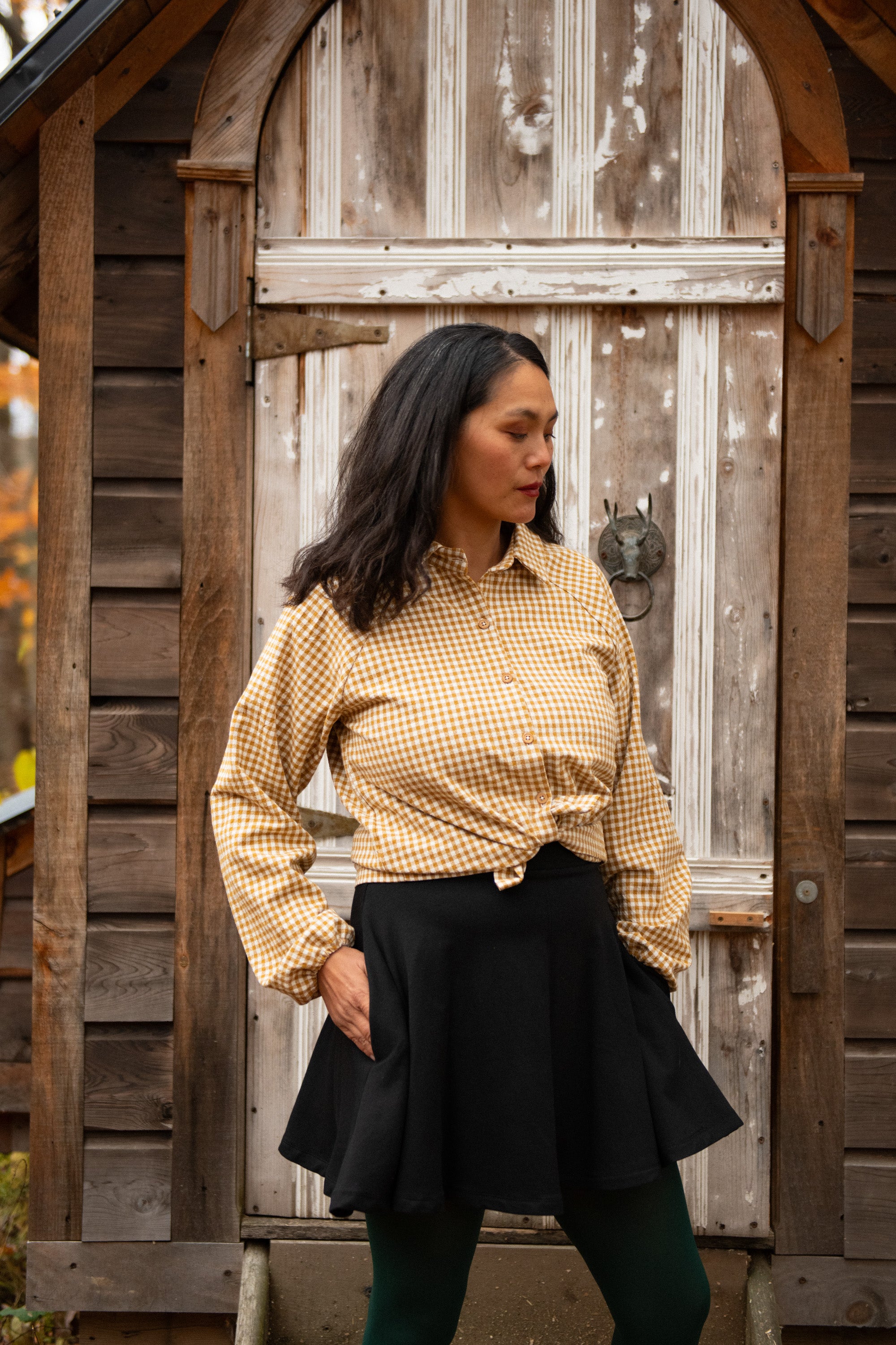 Blouse Acer -Vichy ocre -coton biologique