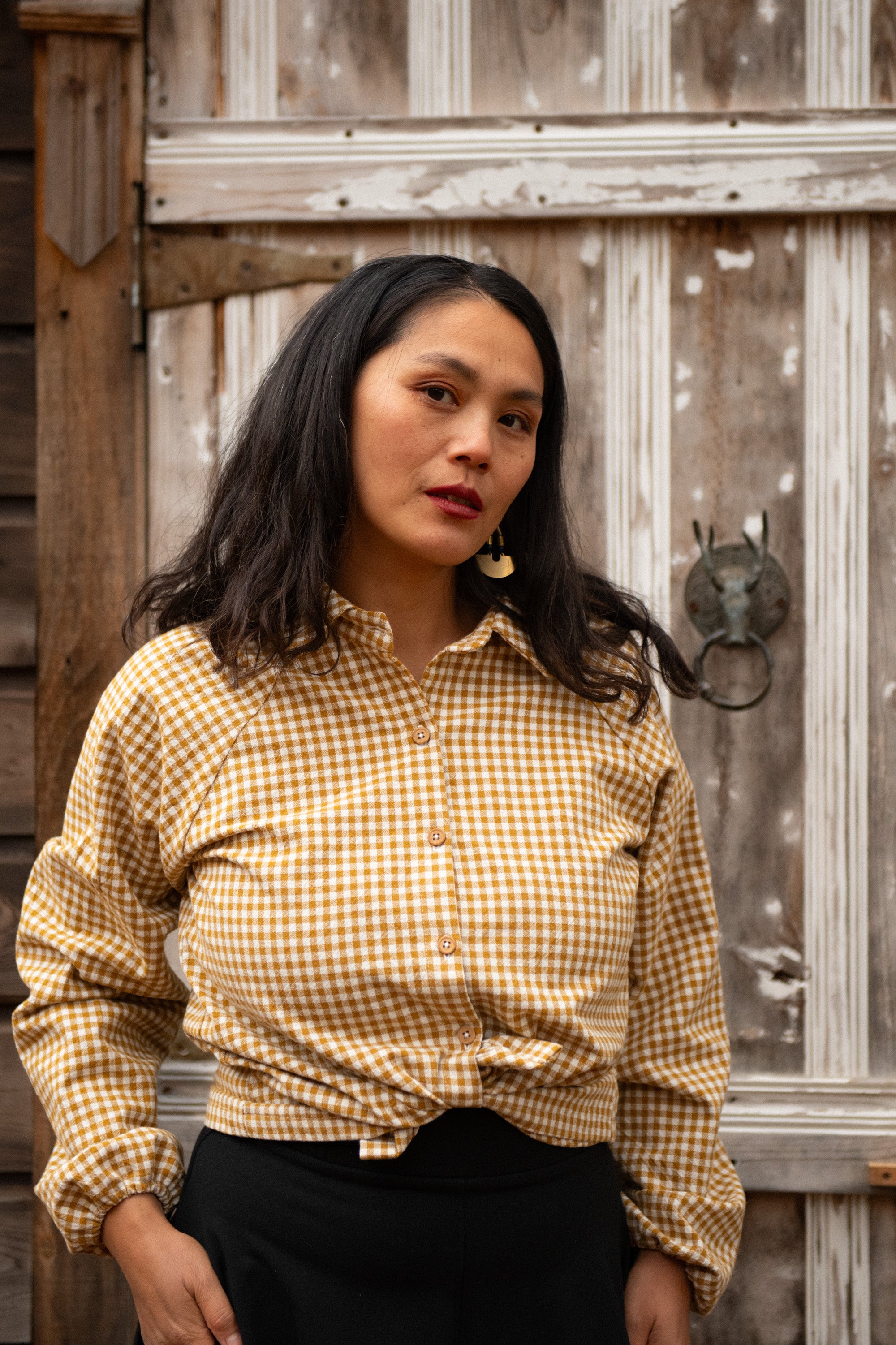 Blouse Acer -Vichy ocre -coton biologique