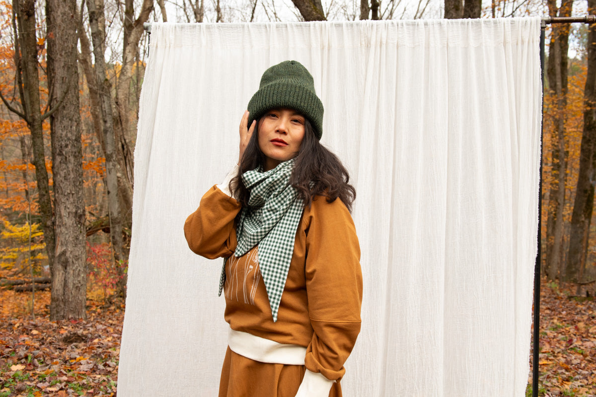 Foulard triangle Vichy forêt