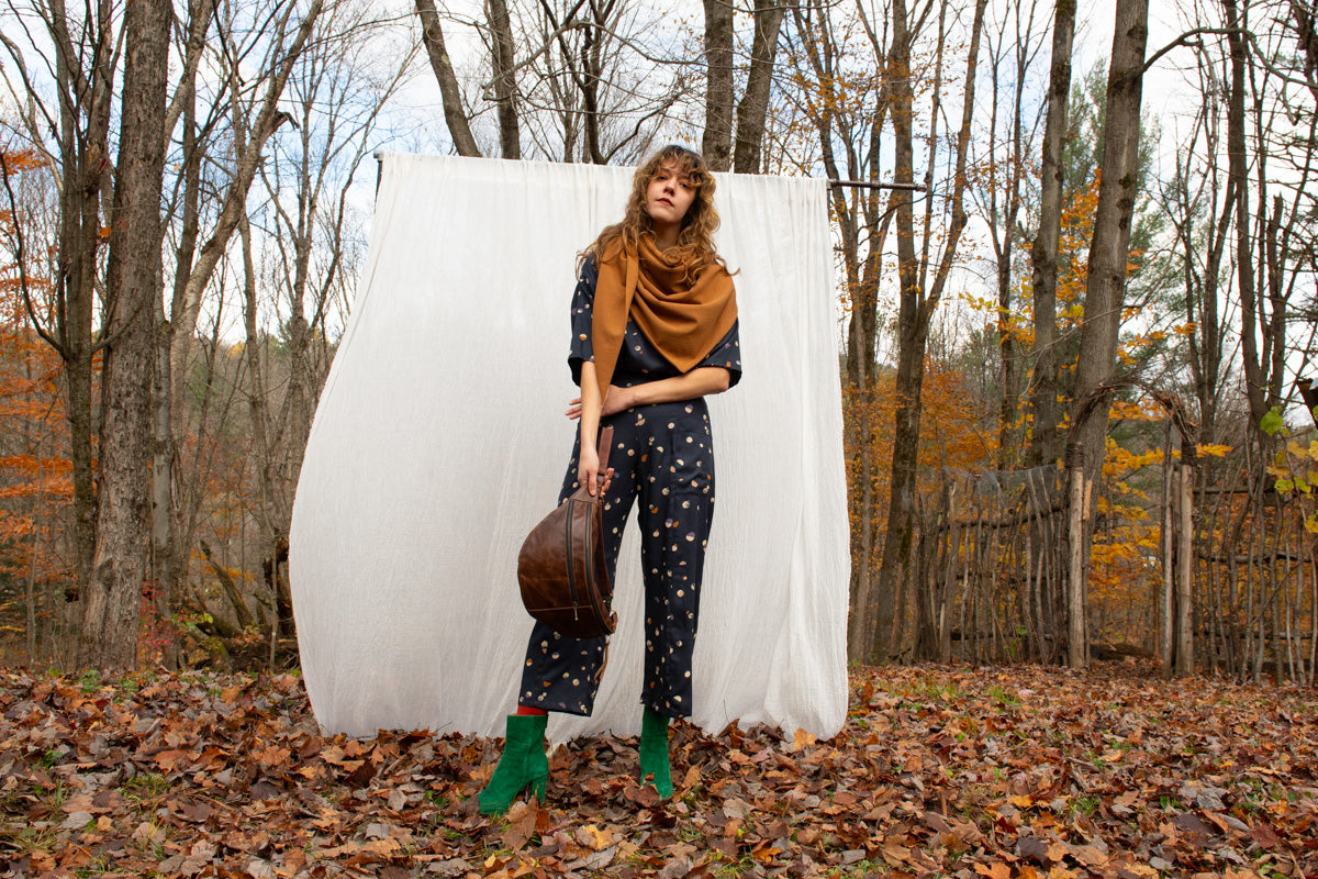 Foulard triangle Teck en bambou et coton bio