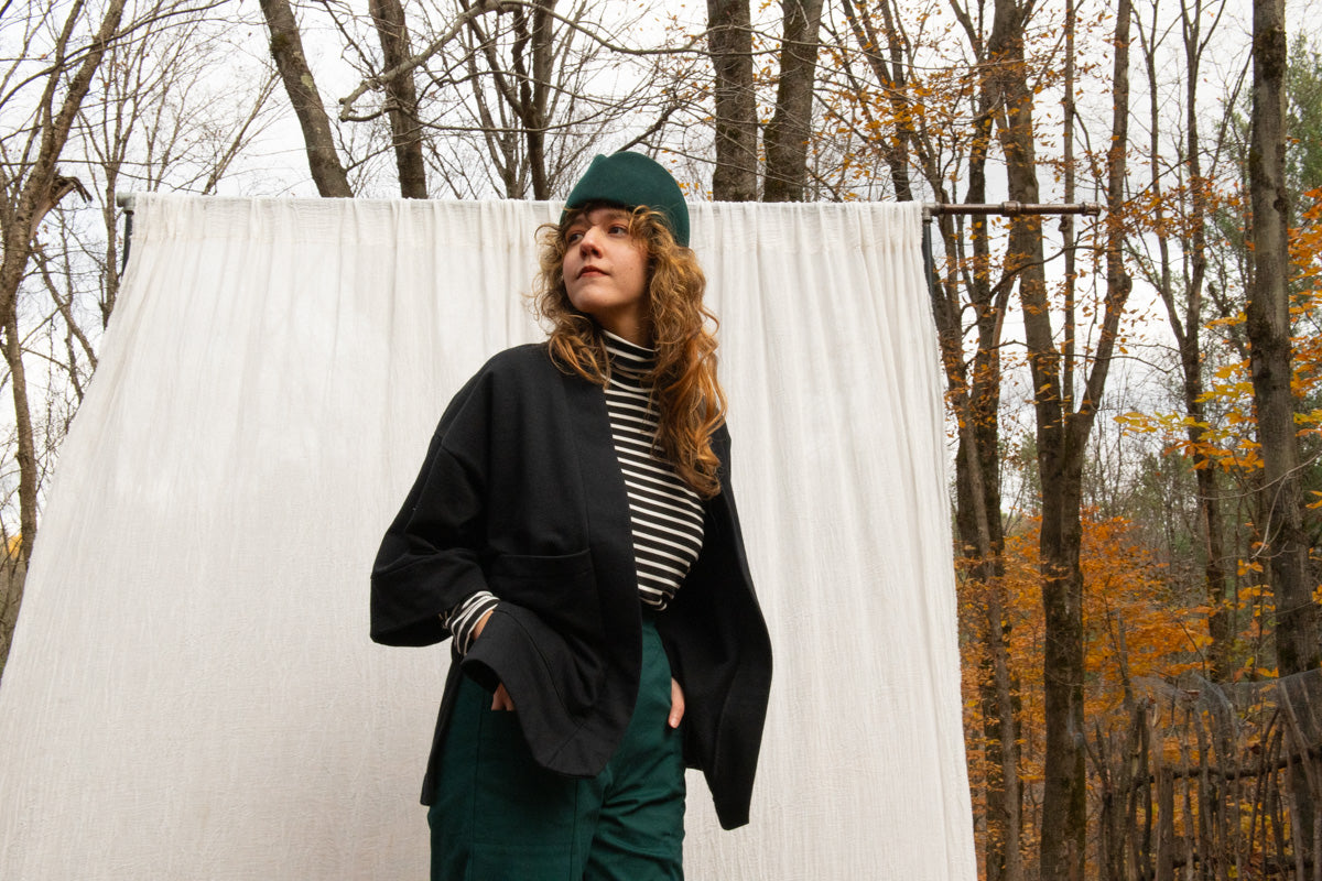 Veste Kimono CYDONIA NOIR - bambou et coton bio