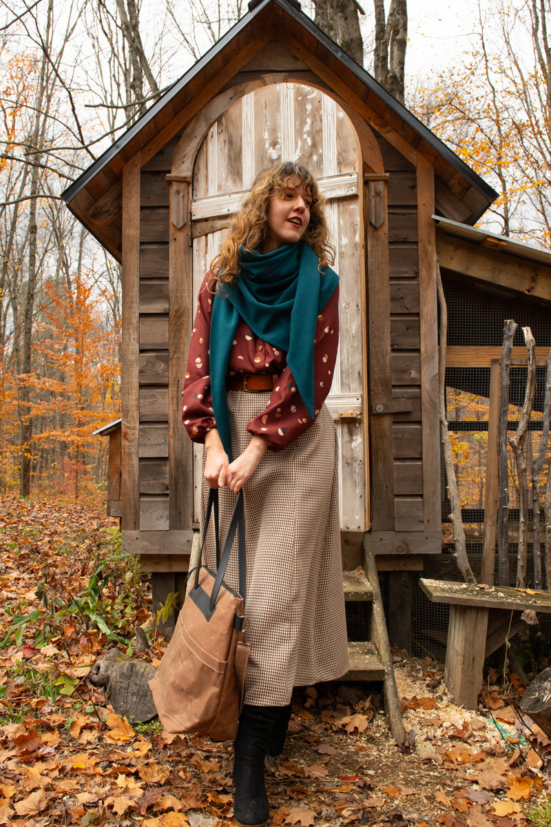 Foulard triangle Teal en bambou et coton bio