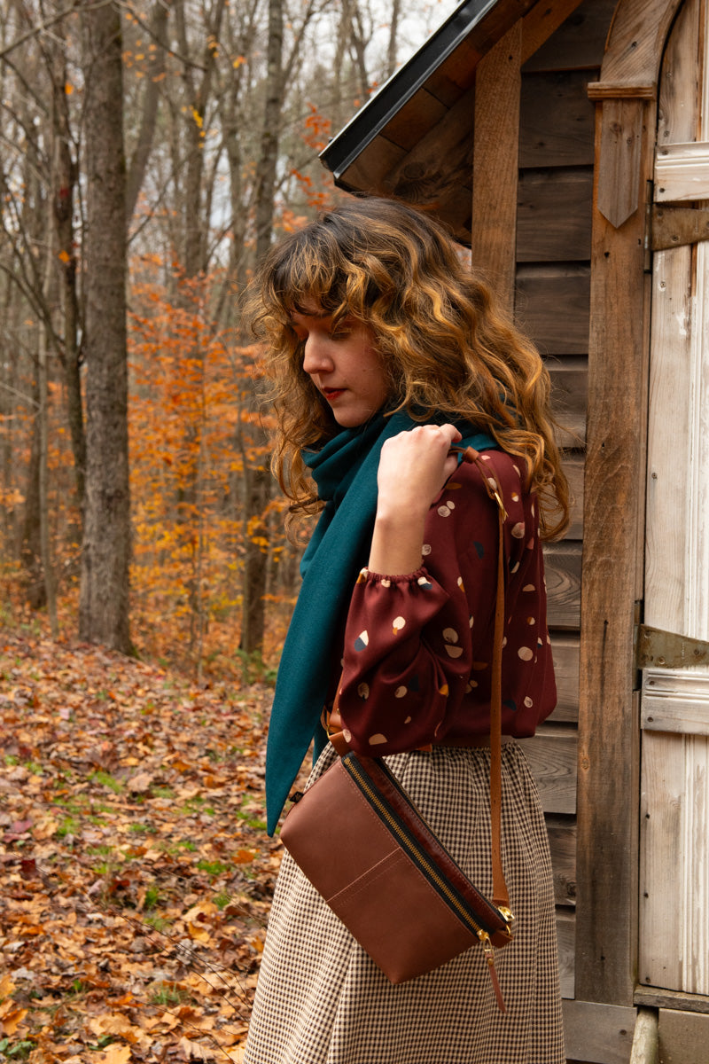 Foulard triangle Teal en bambou et coton bio