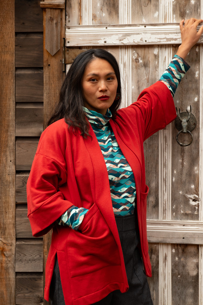 Veste Kimono CYDONIA Brique - Coton biologique & polyester recyclé