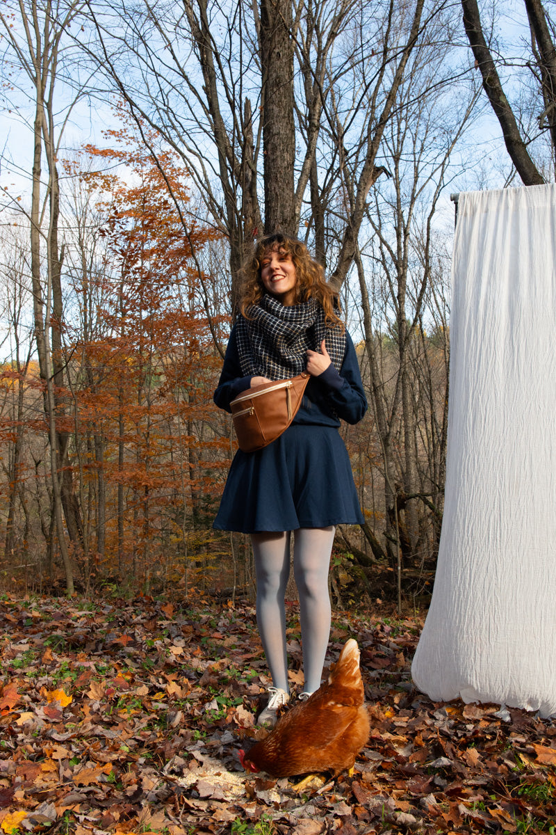 Sac Pinacle banane / bandoulière cuir caramel