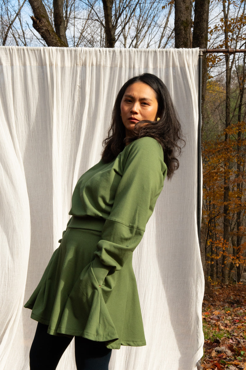 Crewneck MARILOU OLIVE-bambou et coton OEKOTEX