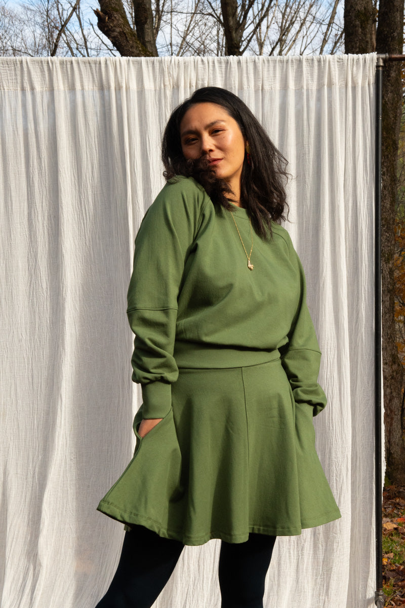 Crewneck MARILOU OLIVE-bambou et coton OEKOTEX