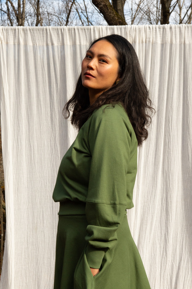 Crewneck MARILOU OLIVE-bambou et coton OEKOTEX