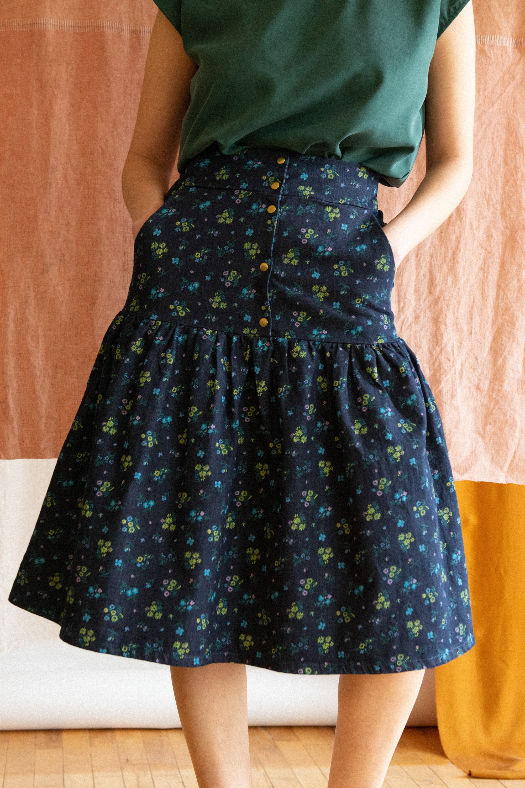 Jupe Campanule - Denim fleuri - KAZAK