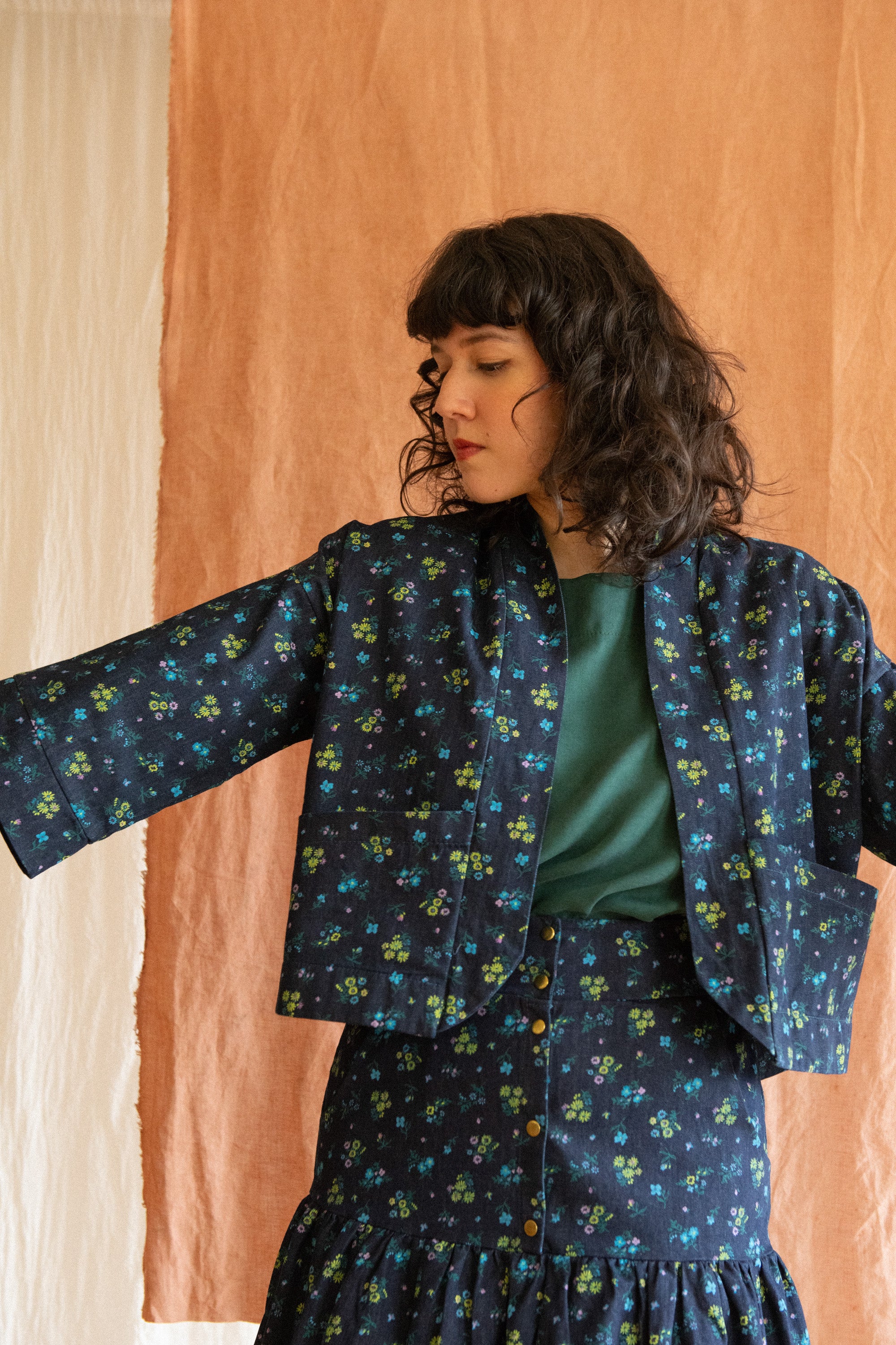 Jupe Campanule - Denim fleuri - KAZAK