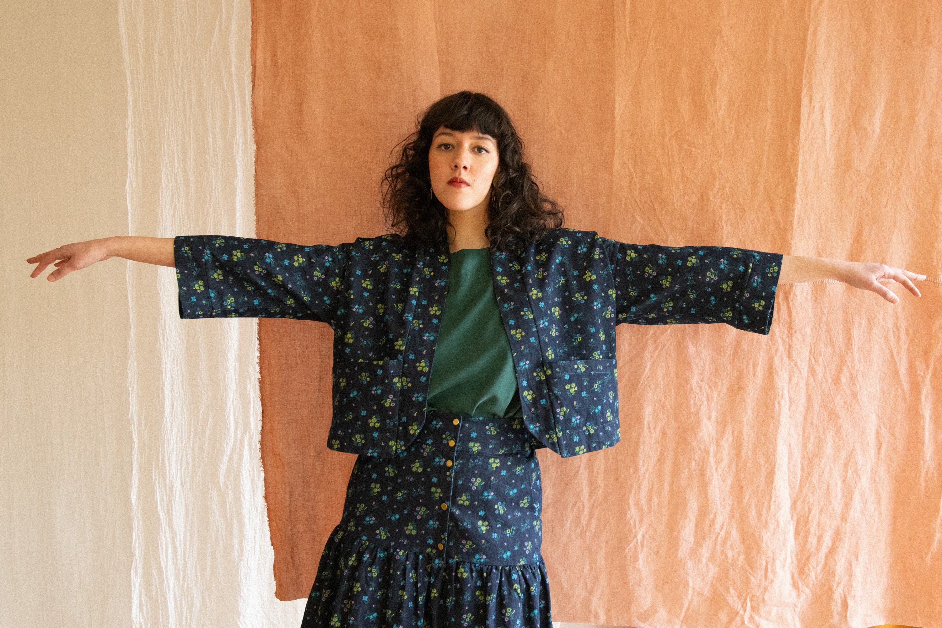 Jupe Campanule - Denim fleuri - KAZAK