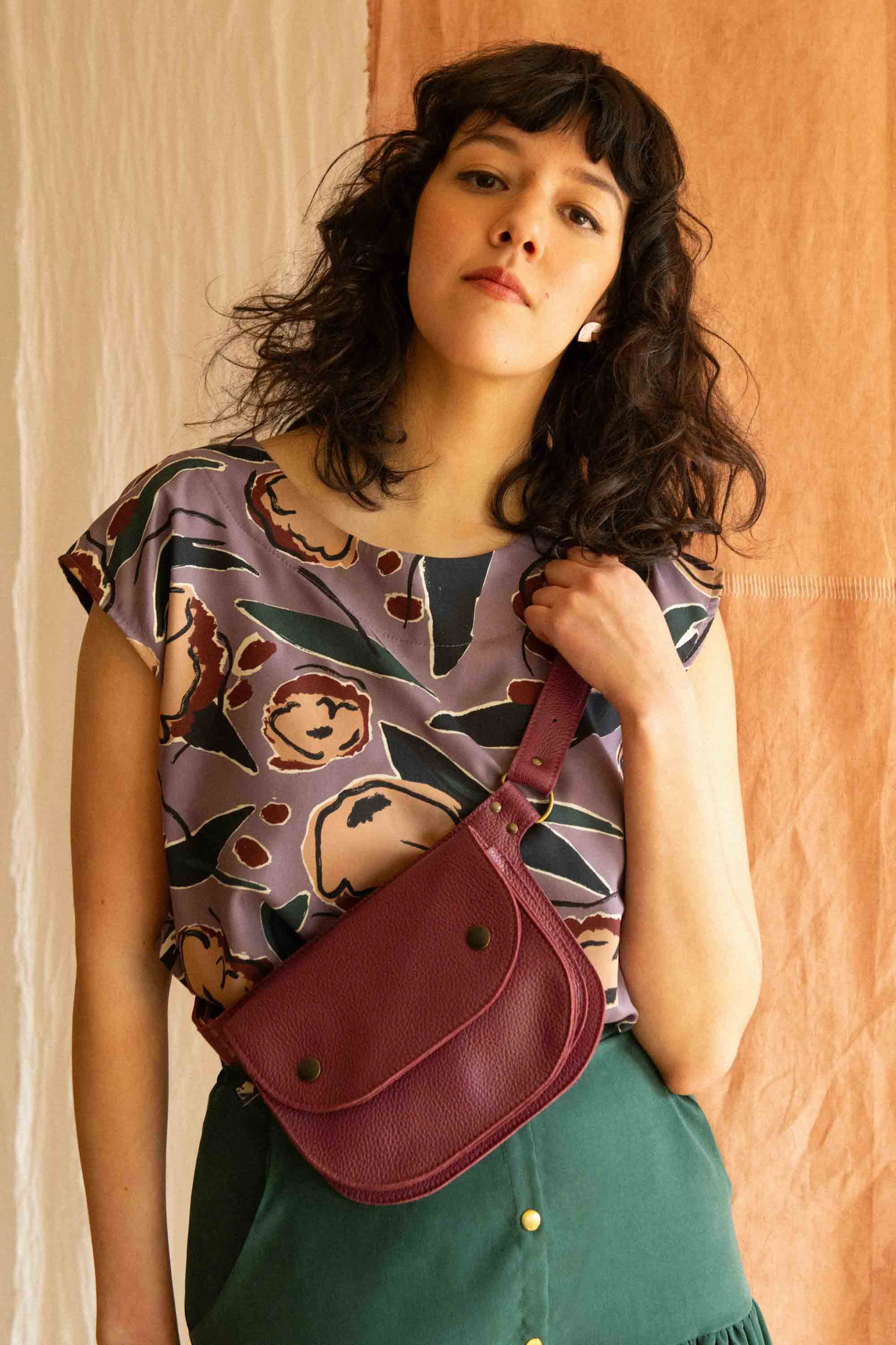 Ceinture pochette Amaru Magenta en cuir recyclé - KAZAK