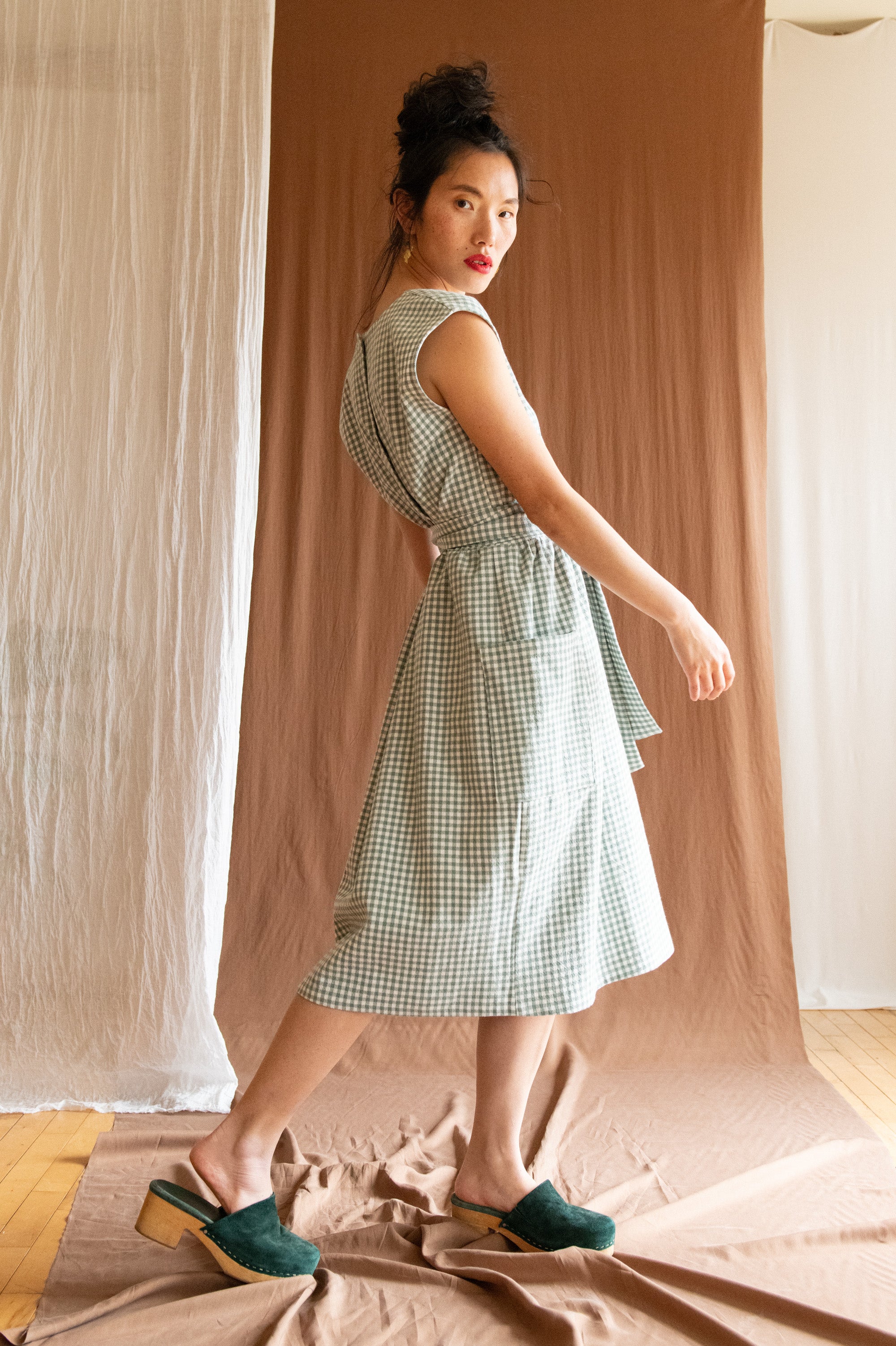 Robe Avellino - Vichy Sauge & Crème coton bio