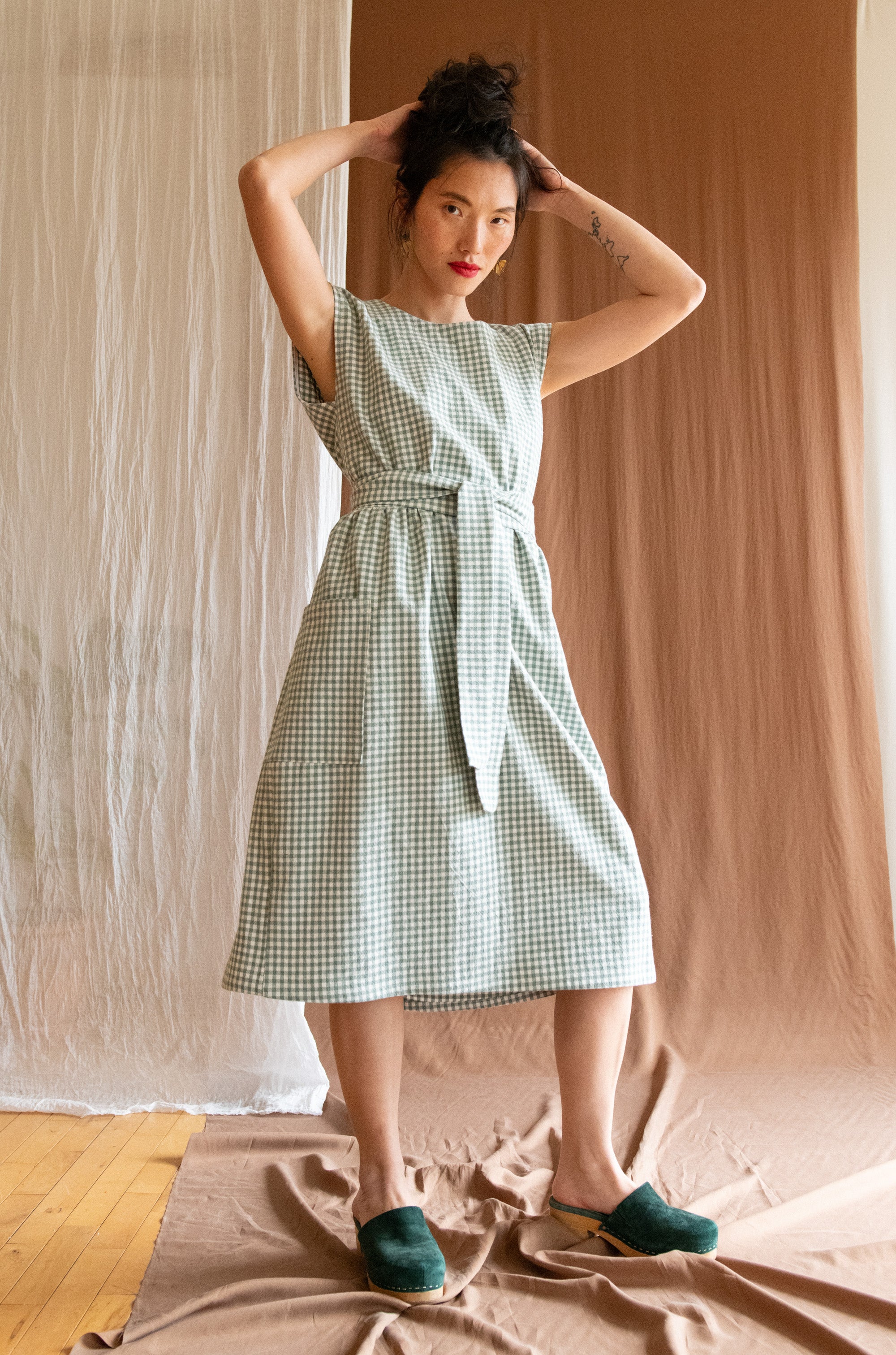 Robe Avellino - Vichy Sauge & Crème coton bio