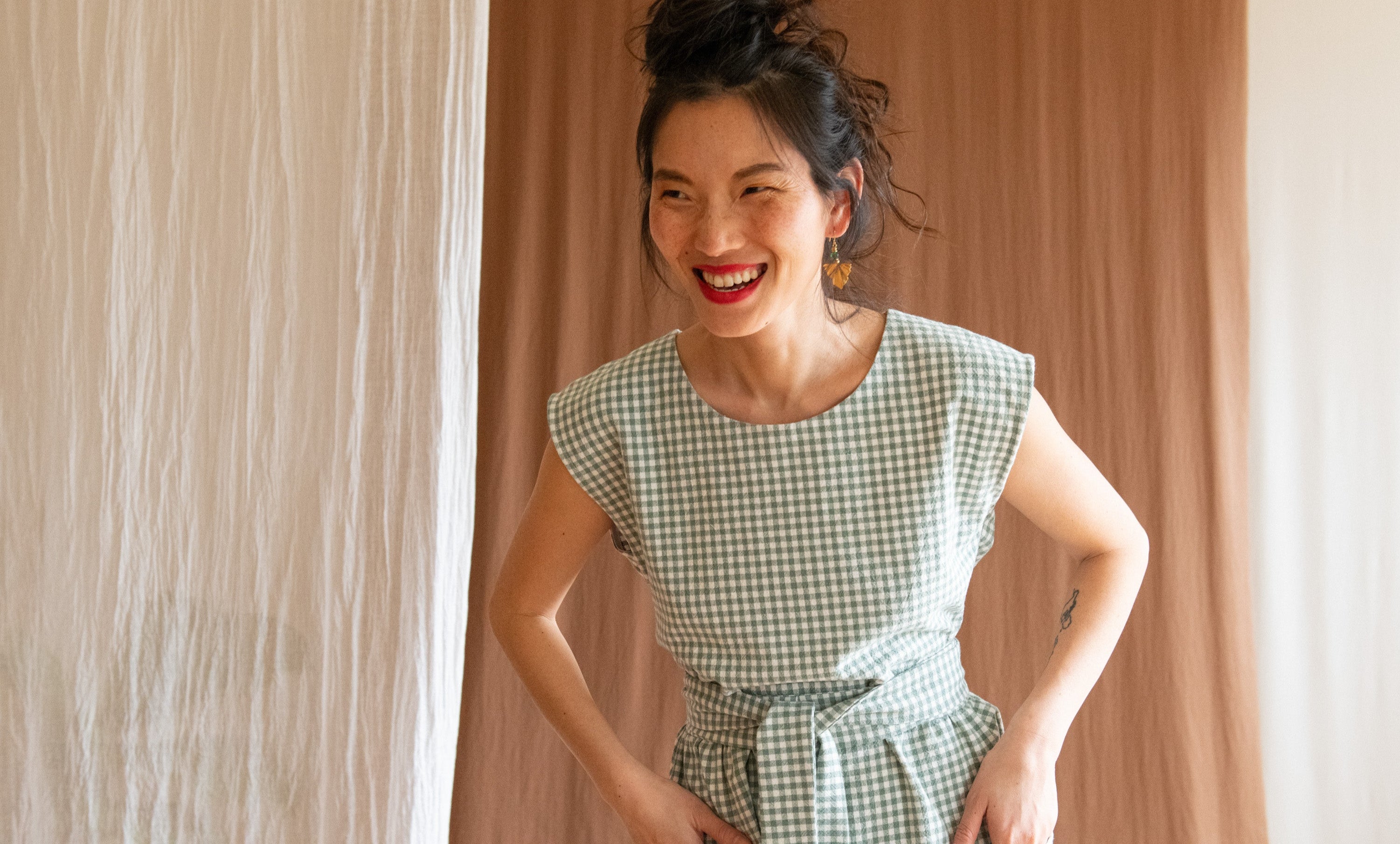 Robe Avellino - Vichy Sauge & Crème coton bio