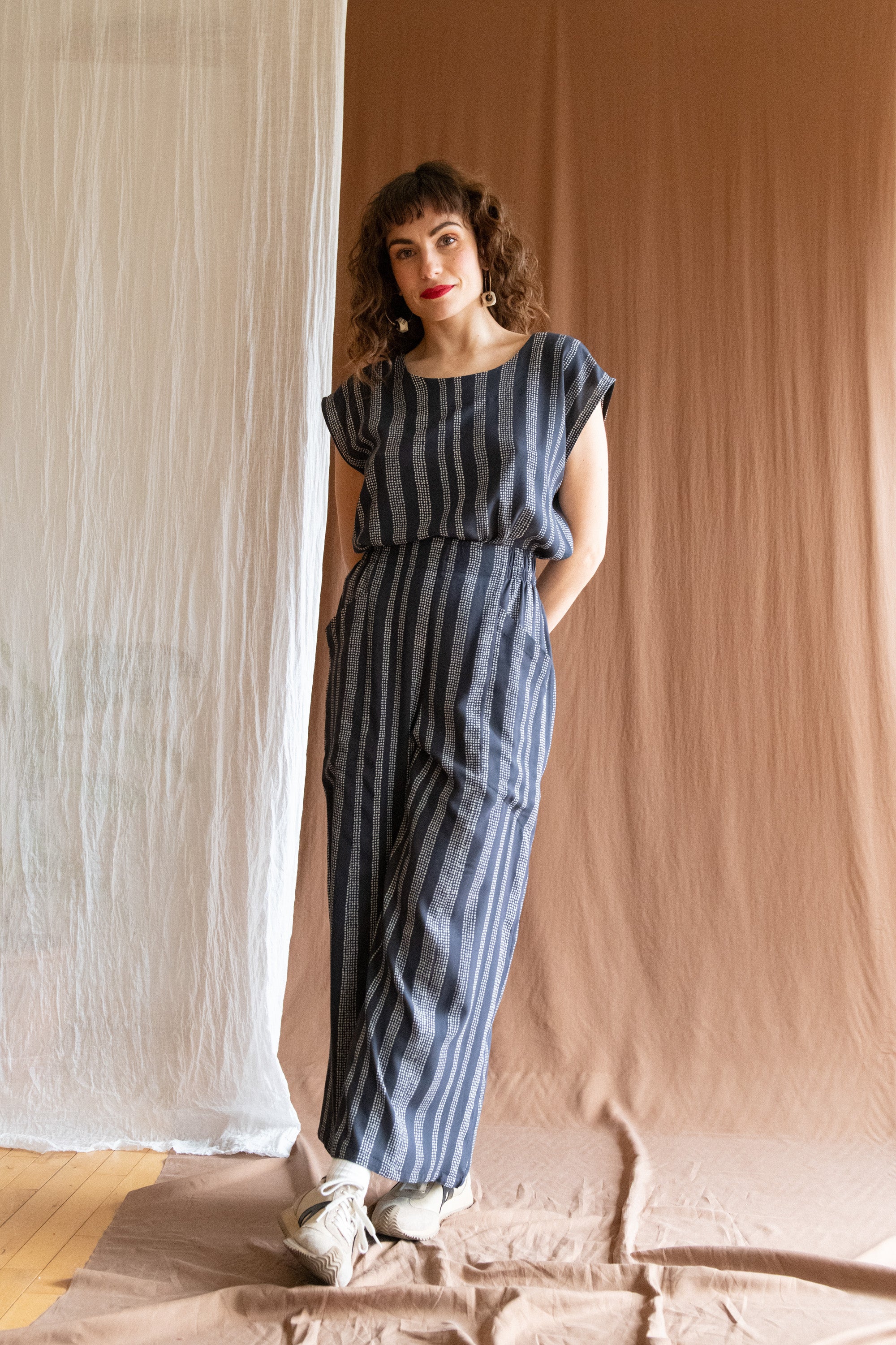 Pantalon Padoua - Points charbon en viscose Oeko-tex -