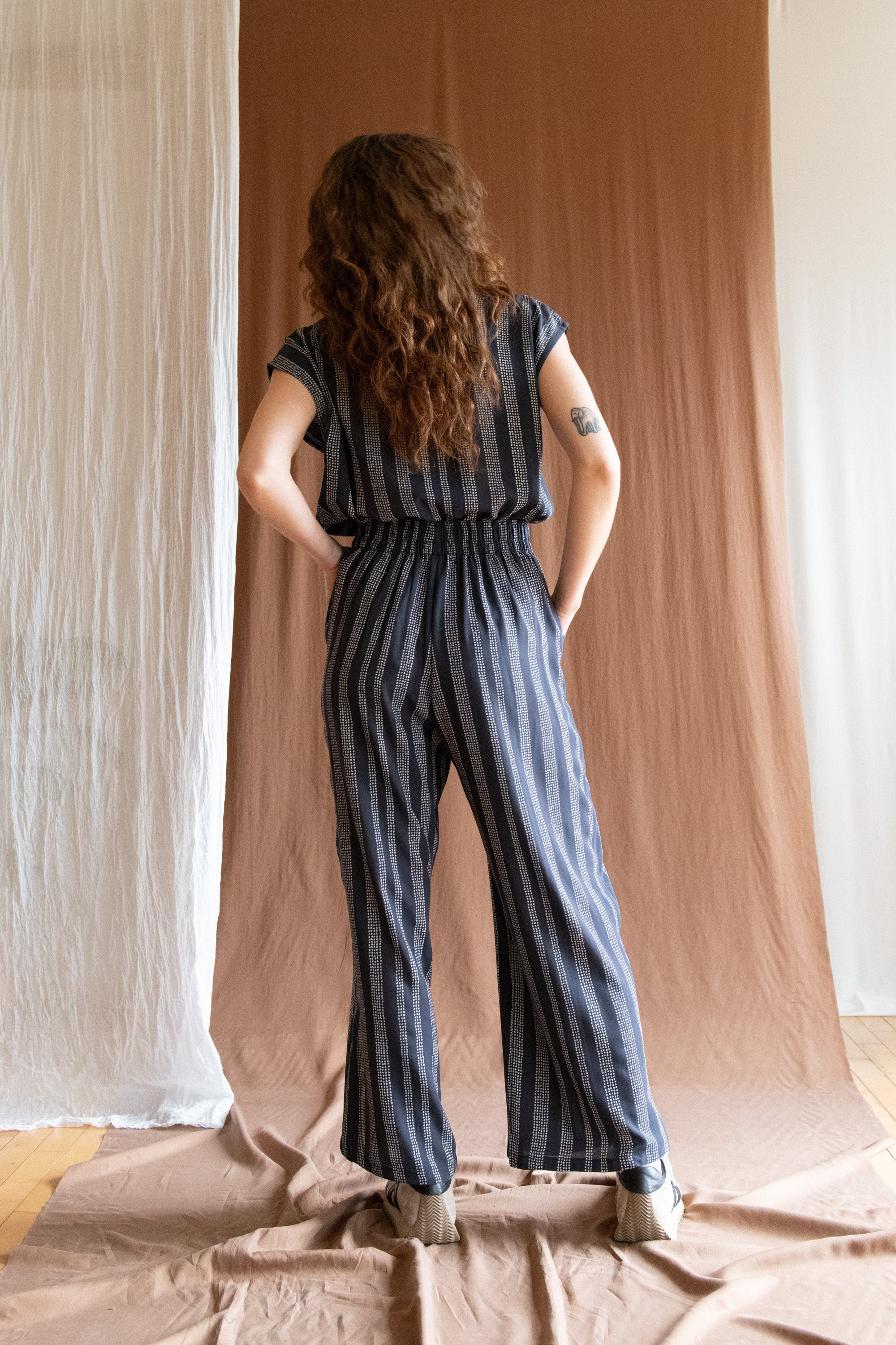 Pantalon Padoua - Points charbon en viscose Oeko-tex -