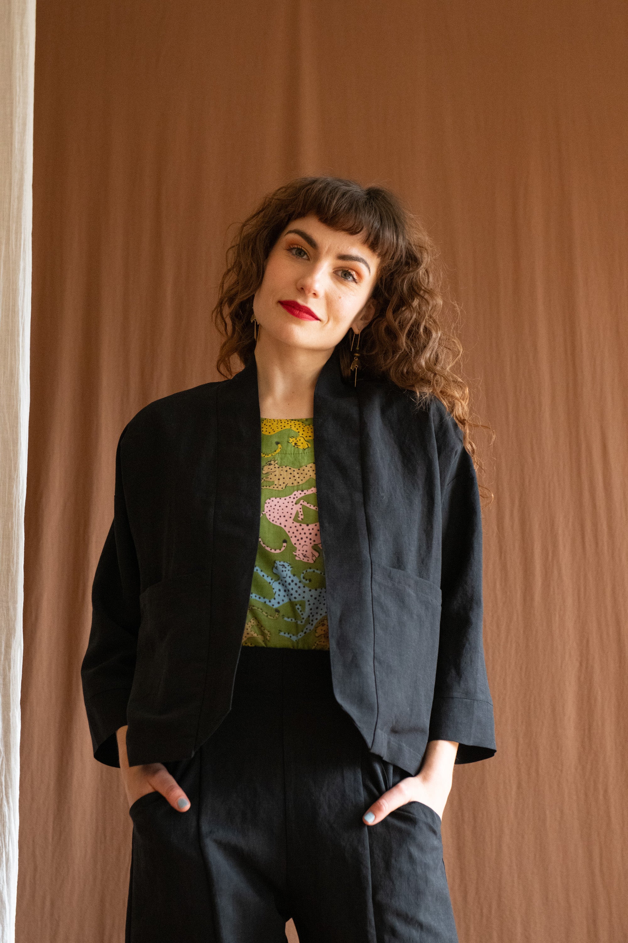Veste Pisa - Noir en lin et viscose -