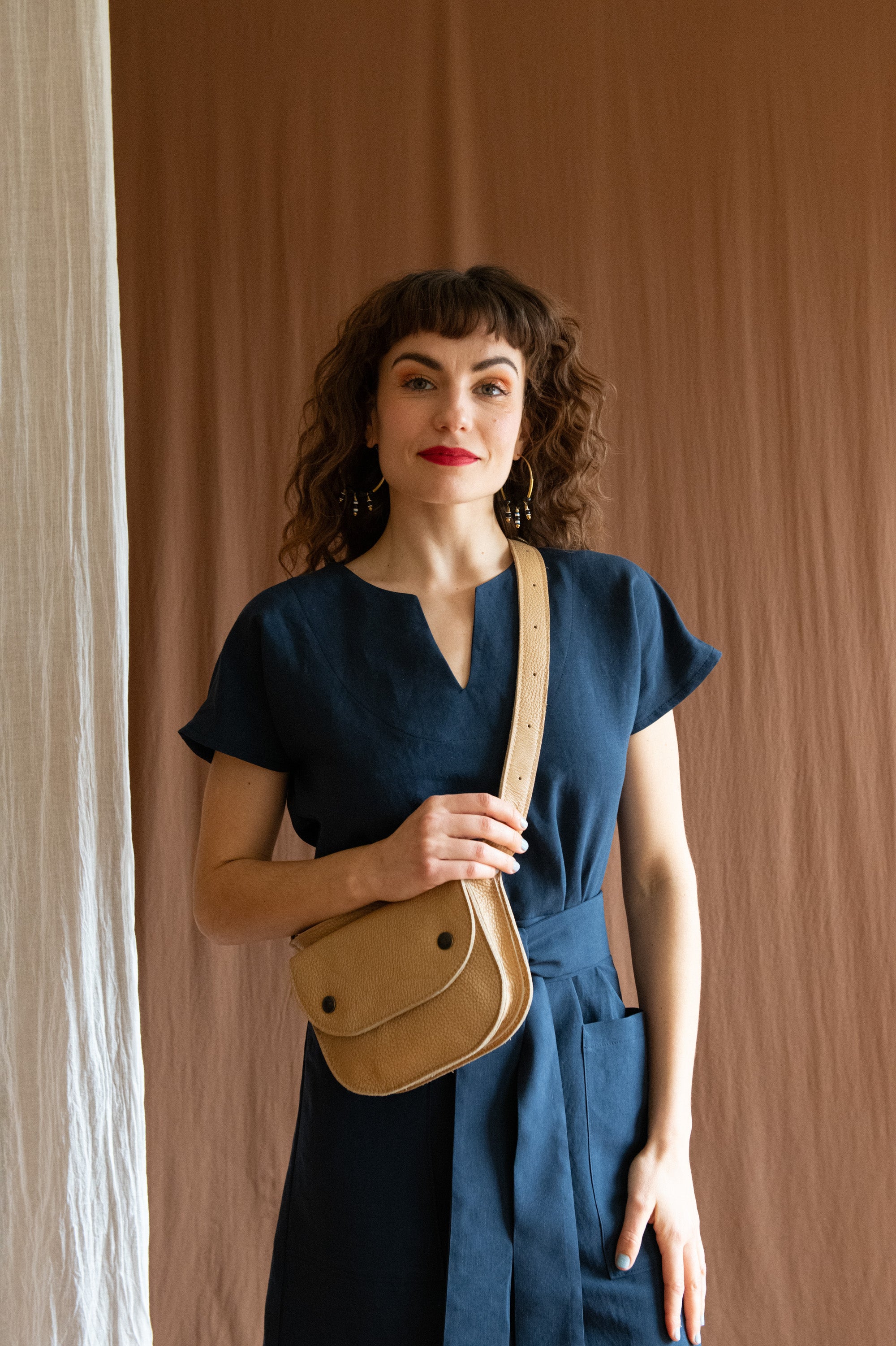 Ceinture pochette Amaru Tan en cuir recyclé -