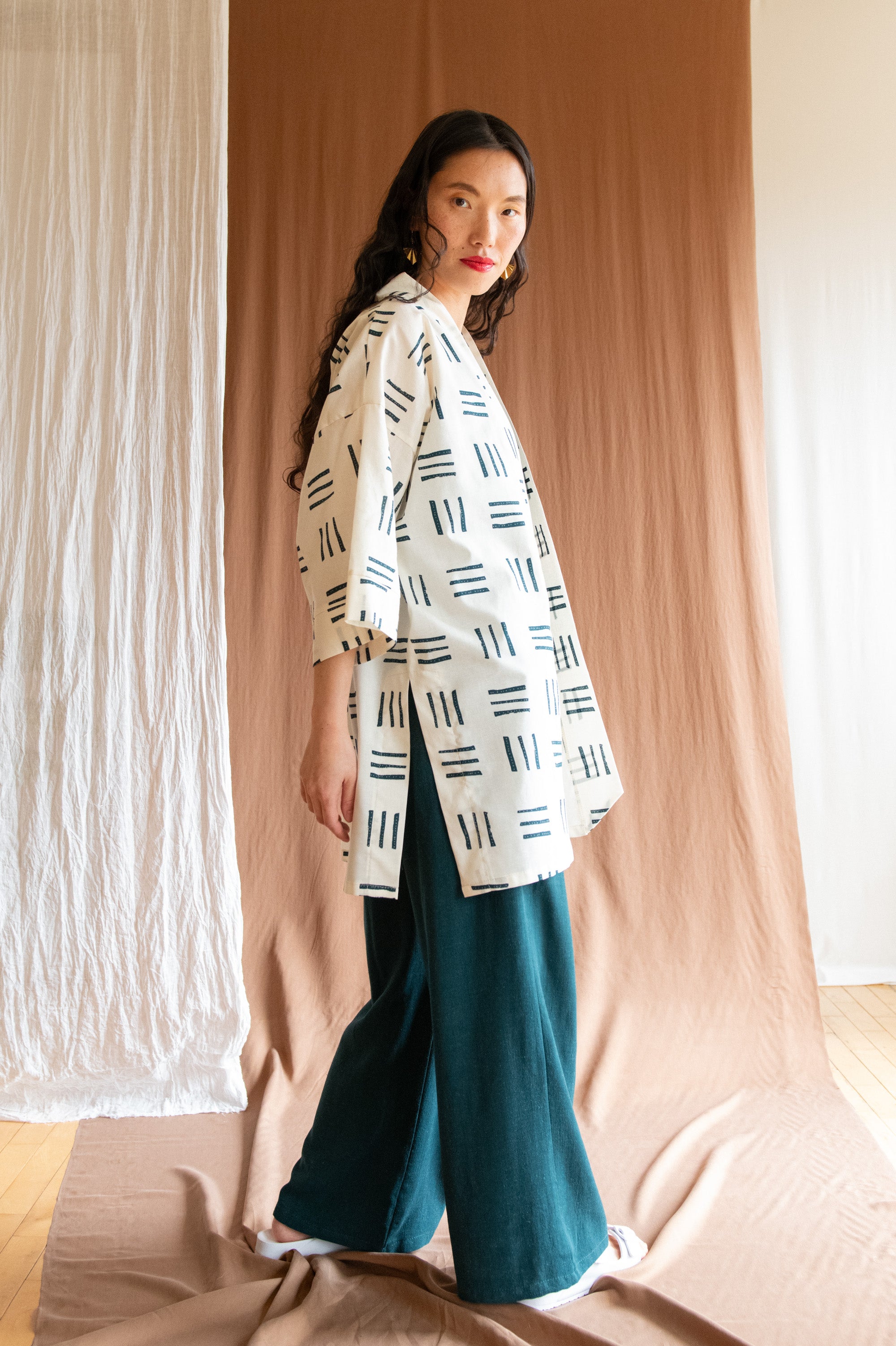 Veste Mirano - Traits crème coton 100 % bio -