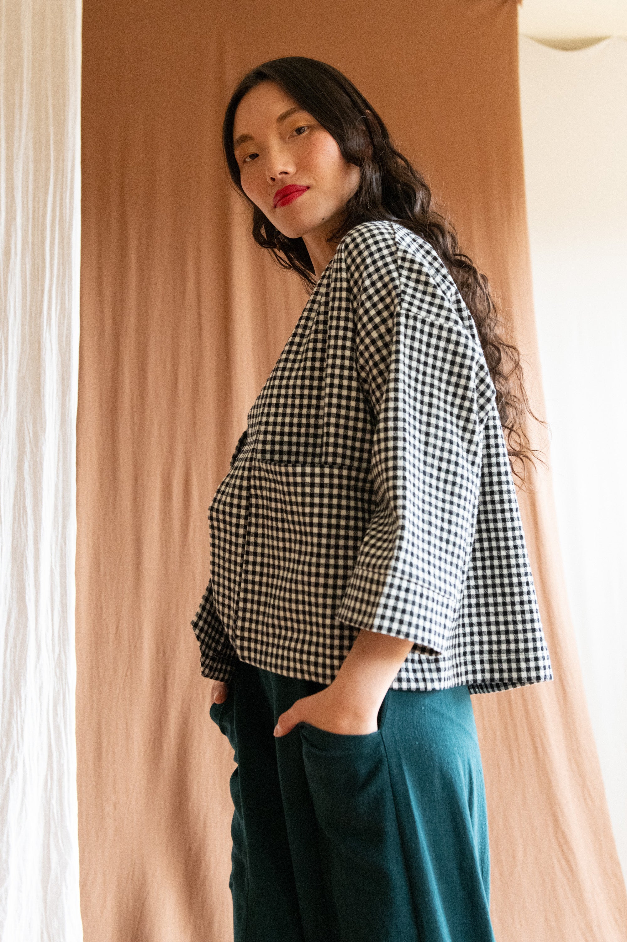 Veste Pisa - Vichy Gingham Noir & Blanc 100% coton bio