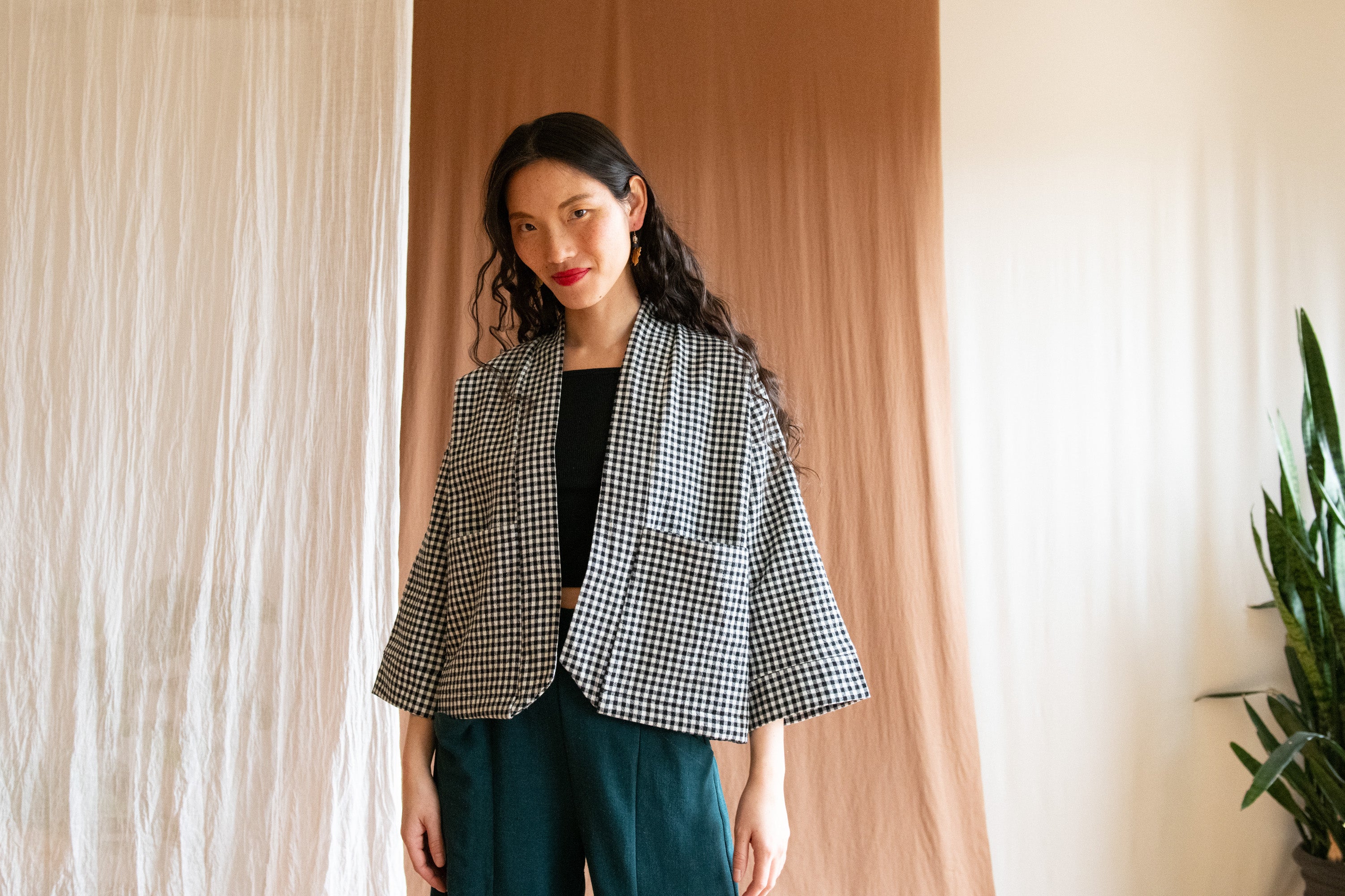 Veste Pisa - Vichy Gingham Noir & Blanc 100% coton bio