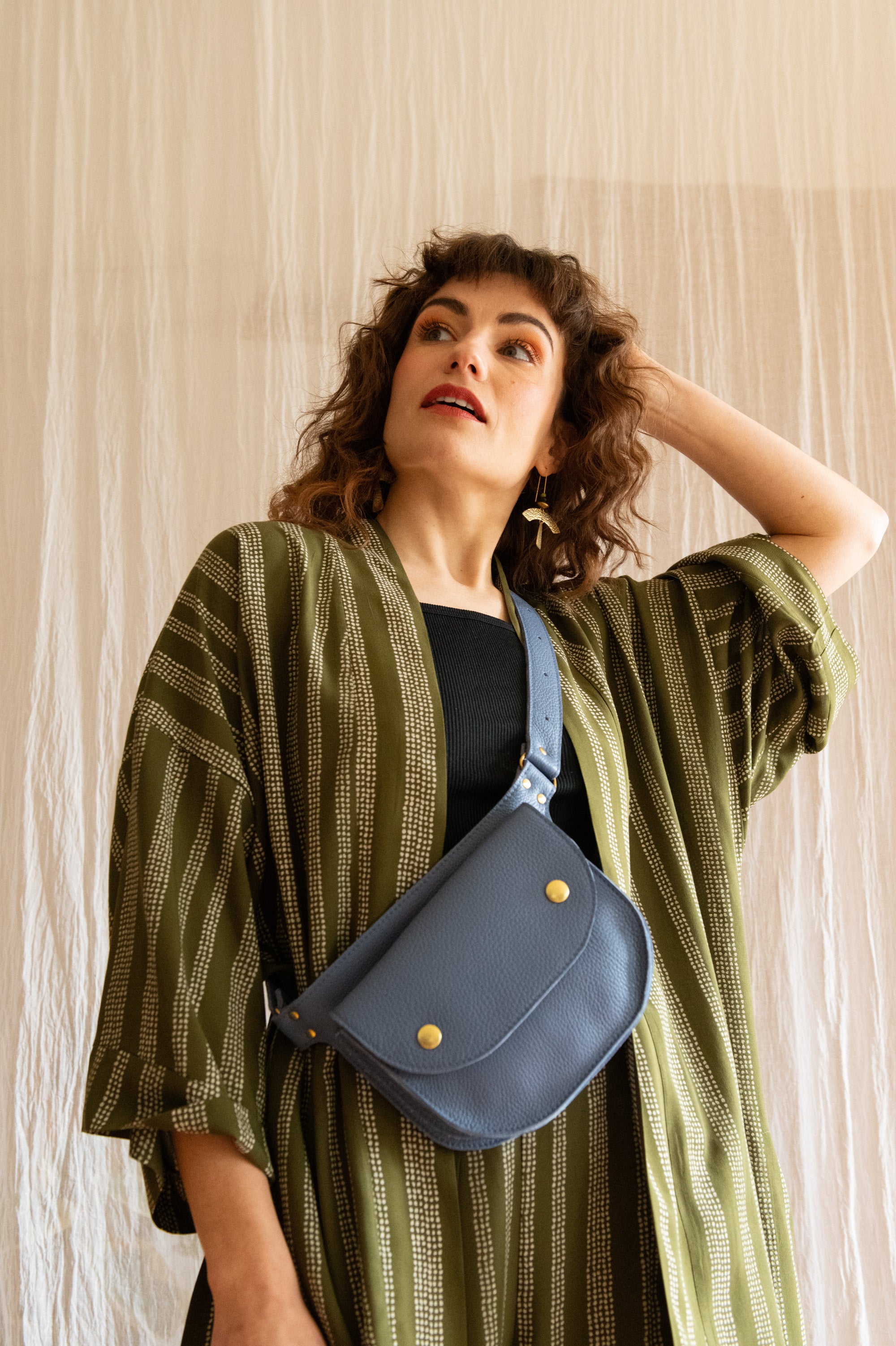 Ceinture pochette Hatley Bleu lavande en cuir recyclé