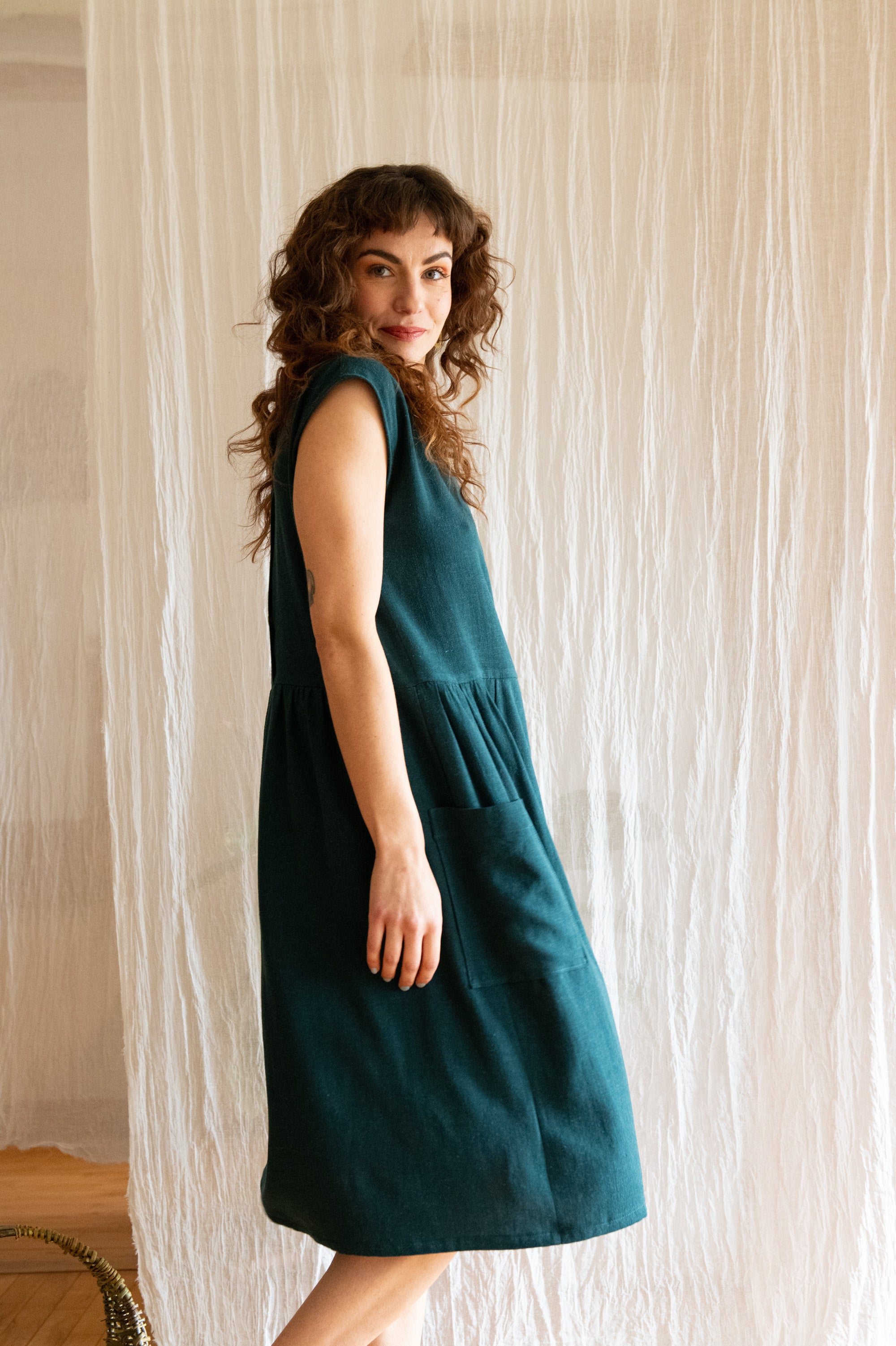 Robe Avellino - Lin et viscose forêt