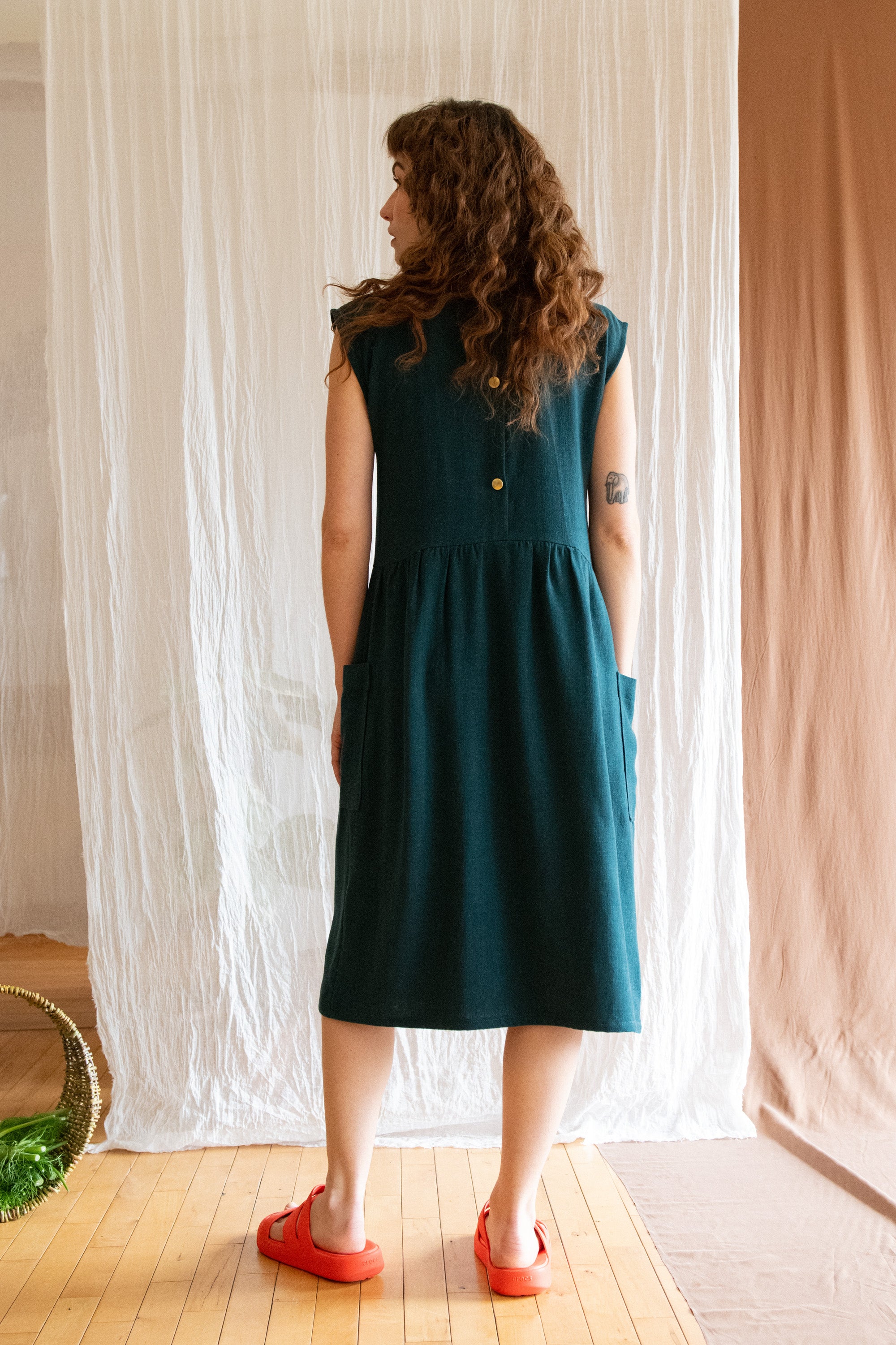Robe Avellino - Lin et viscose forêt