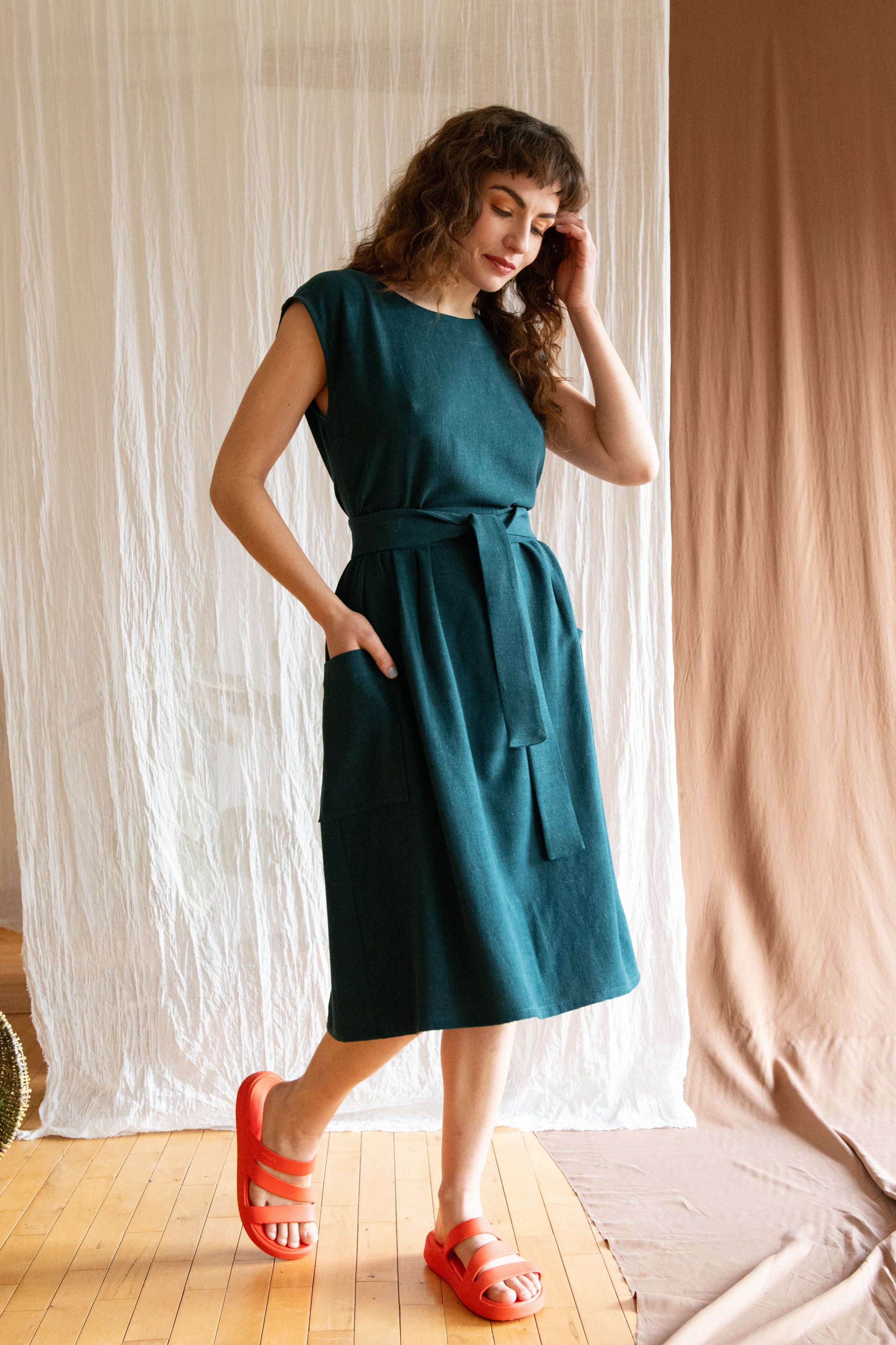 Robe Avellino - Lin et viscose forêt